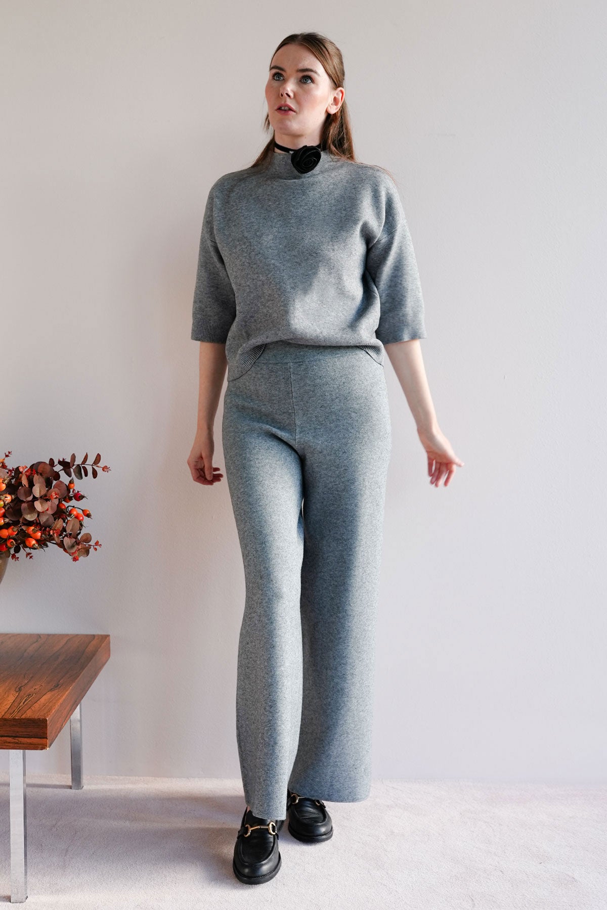 Hose aus Viskose-Knit Grau