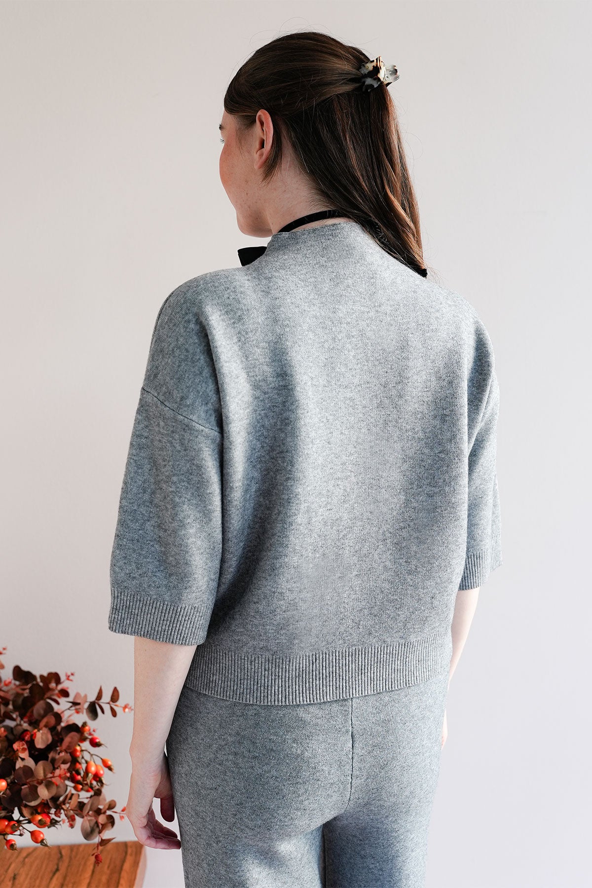 Mock Neck Pullover aus Viskose-Knit Grau