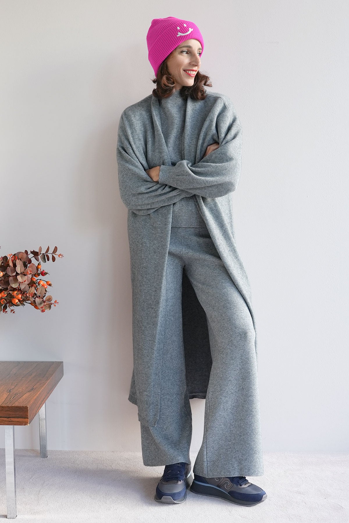Strickmantel aus Viskose Grau