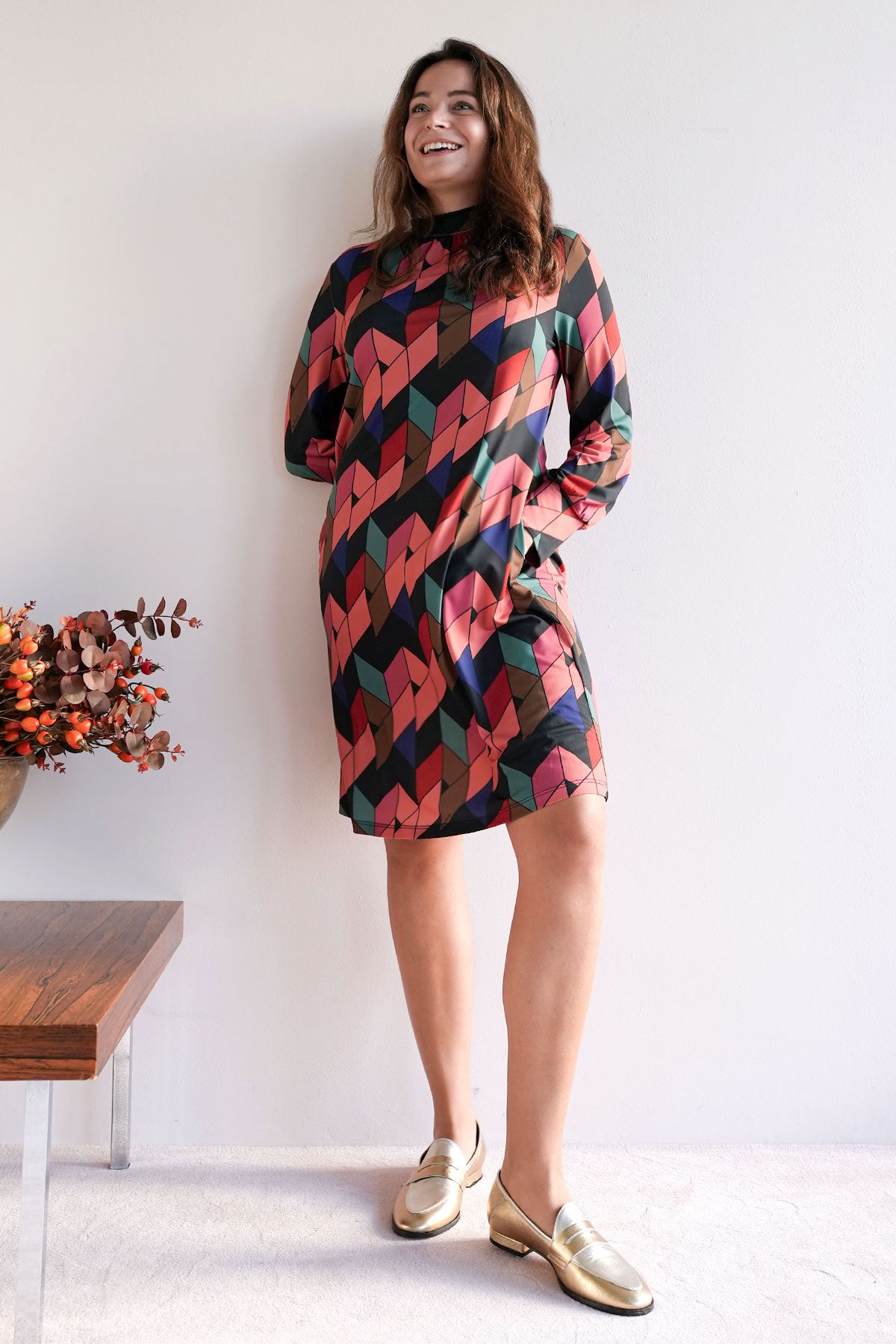 Gemustertes Mini Stretchkleid
