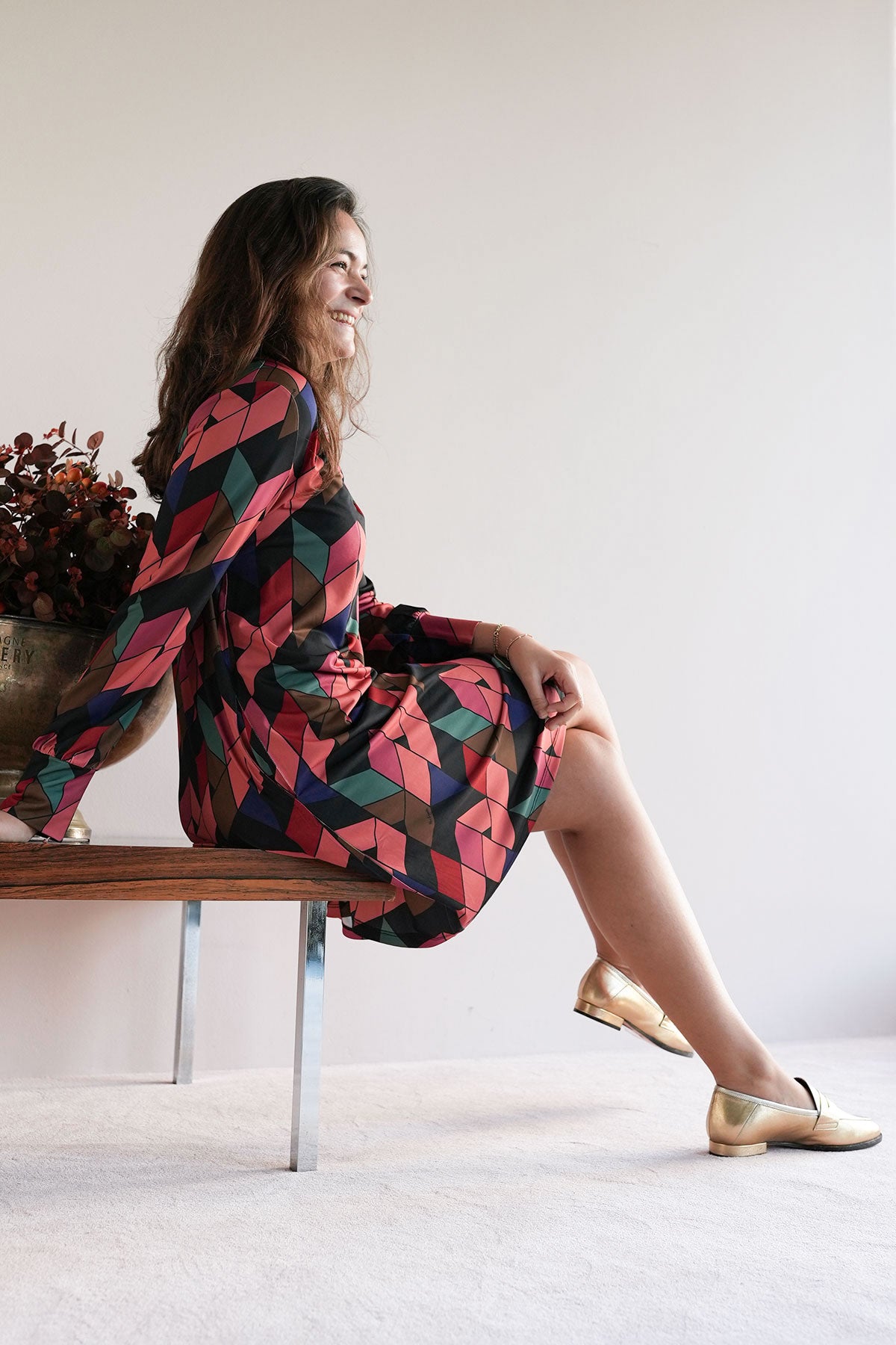 Gemustertes Mini Stretchkleid