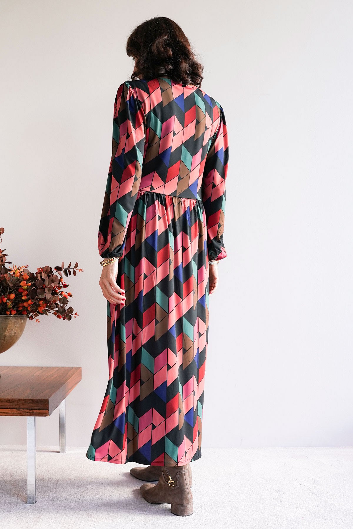 Gemustertes Midi Stretchkleid