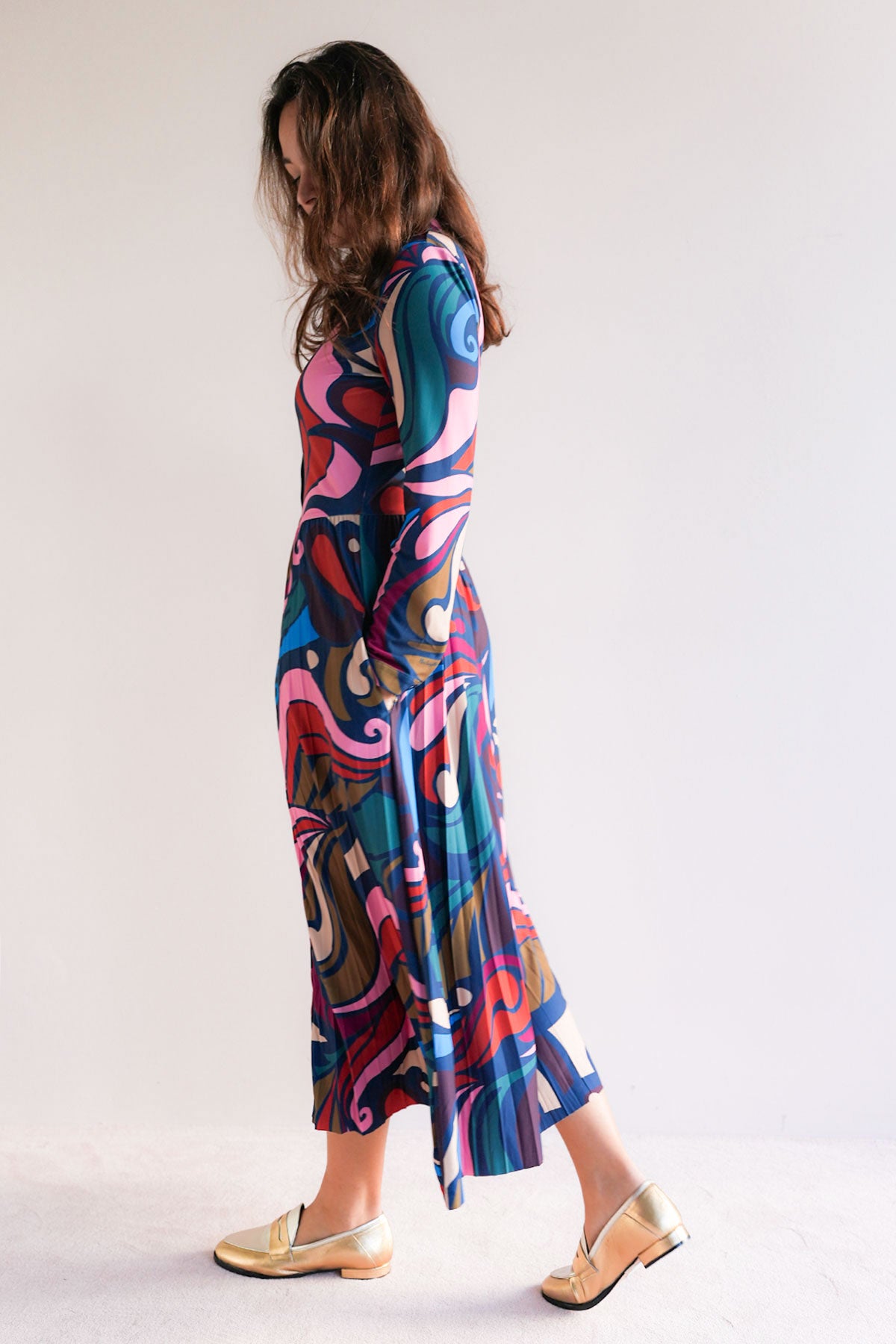 Gemustertes Midi Stretchkleid