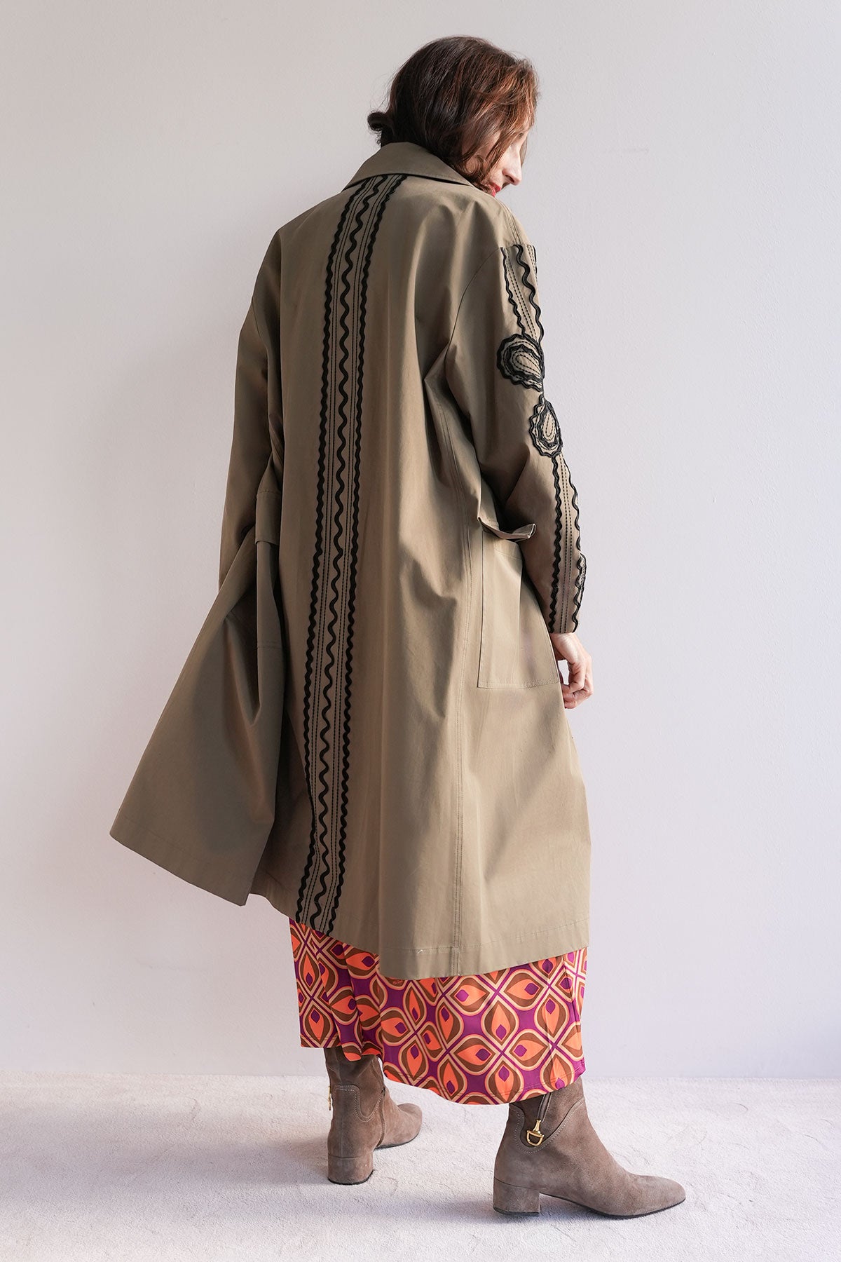 Bestickter Oversize Baumwollmantel