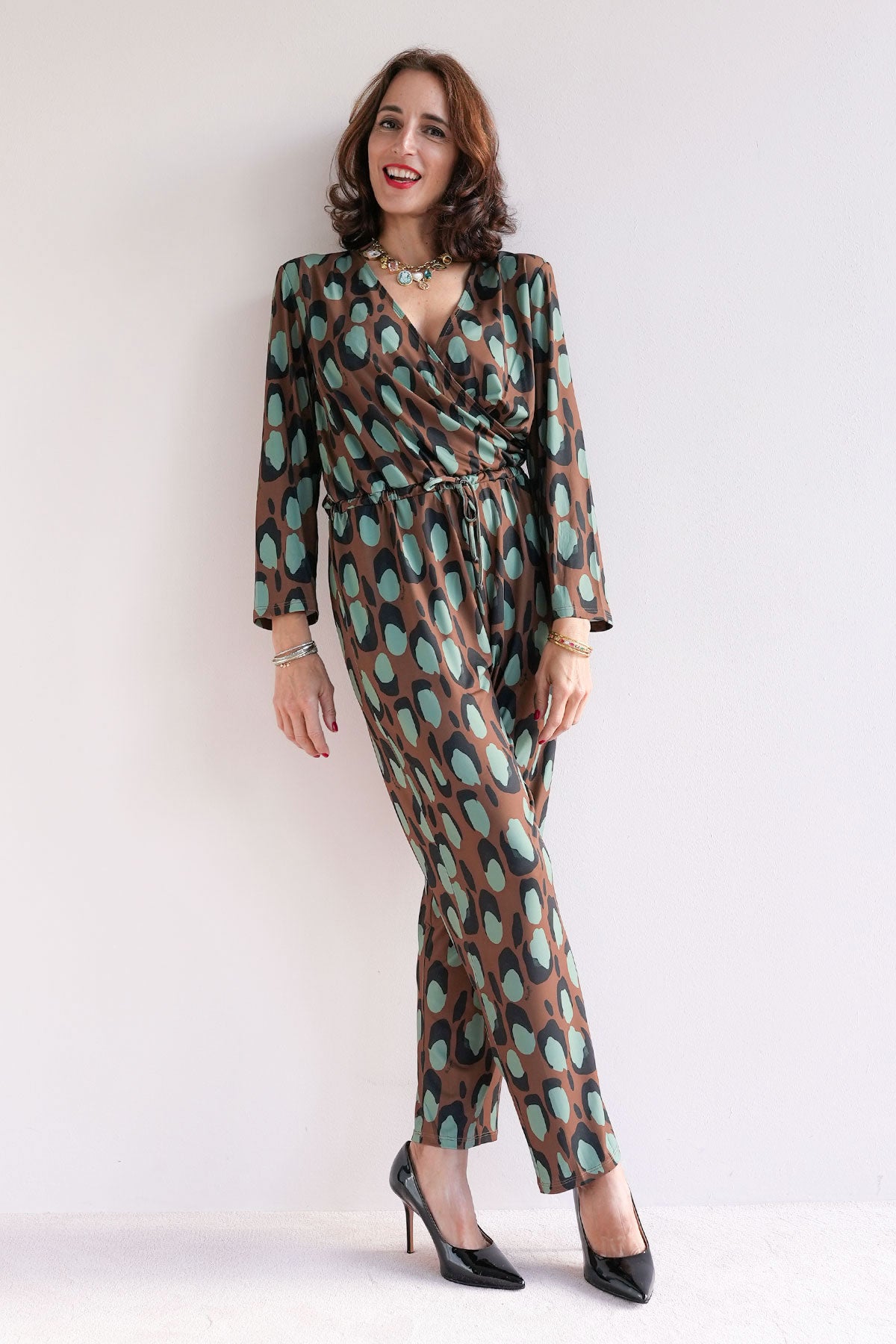 Gemusterter Jumpsuit aus Stretch