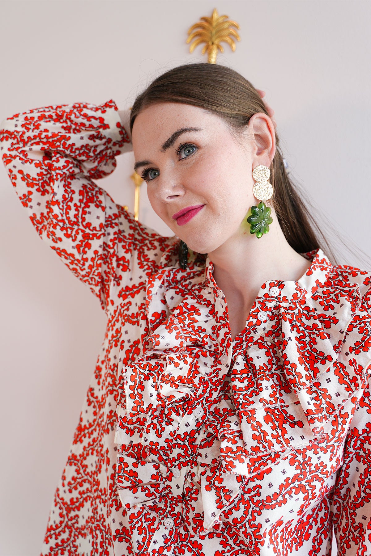 Rüschen Bluse mit Print