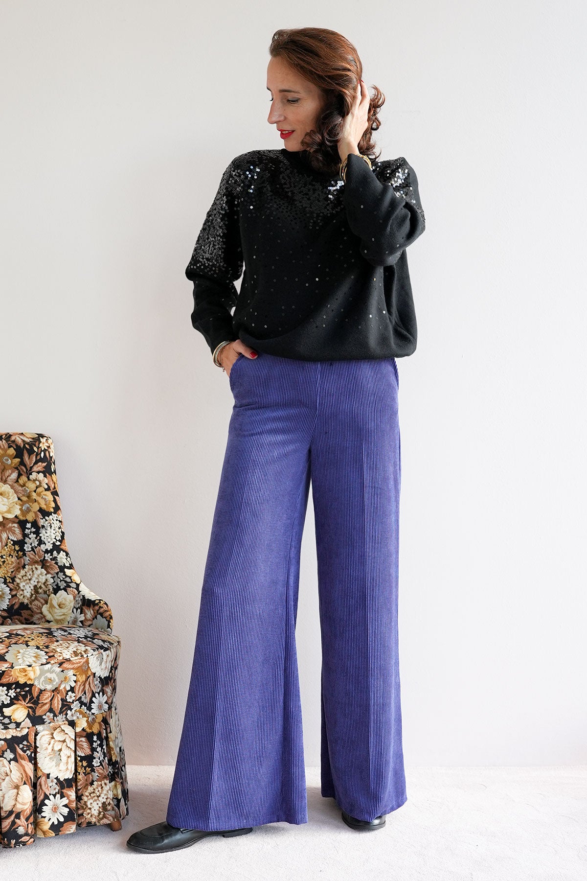 Weiche Cordhose mit weitem Bein