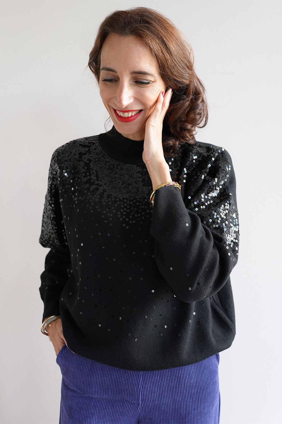 Pullover mit Pailletten Stick