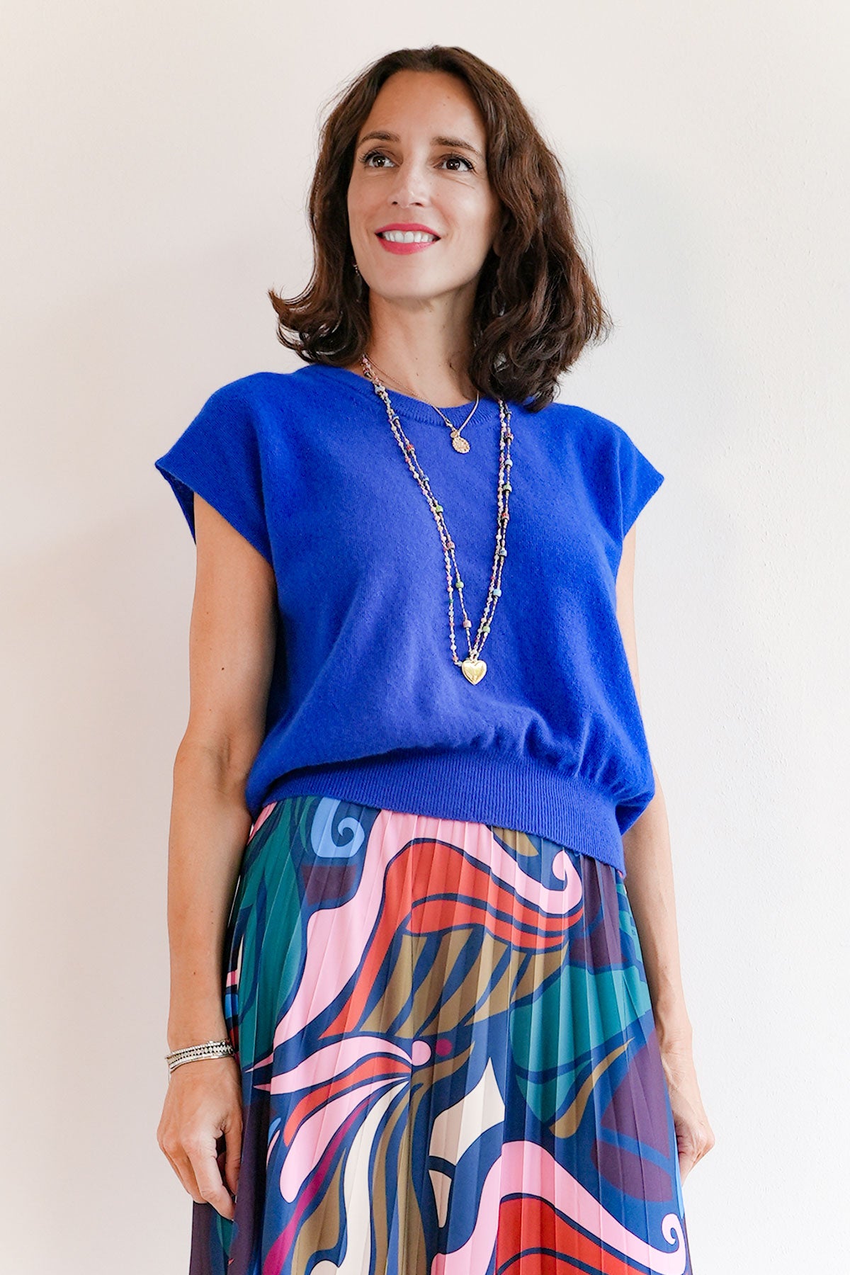 Stricktop aus Merino in Royal
