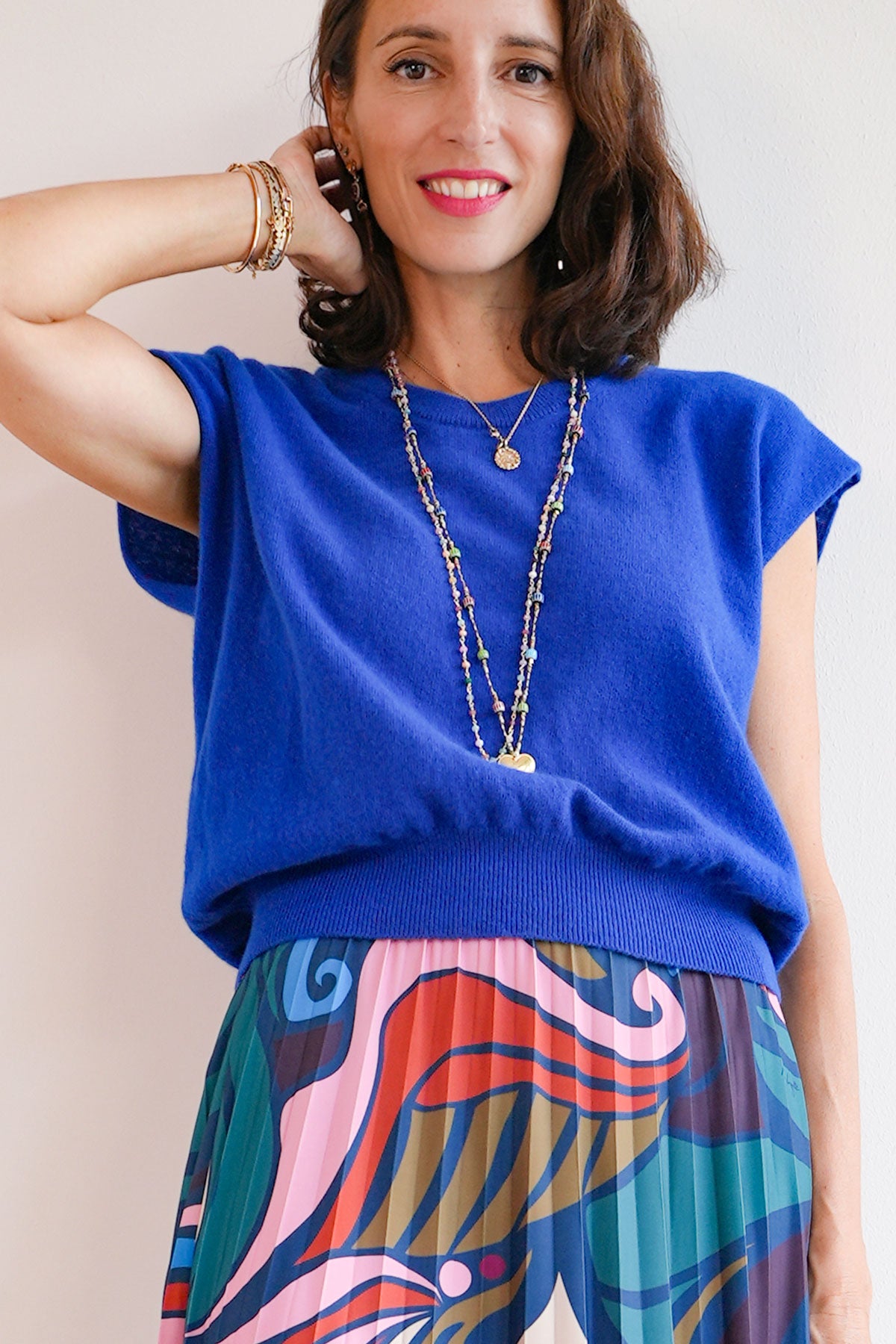 Stricktop aus Merino in Royal