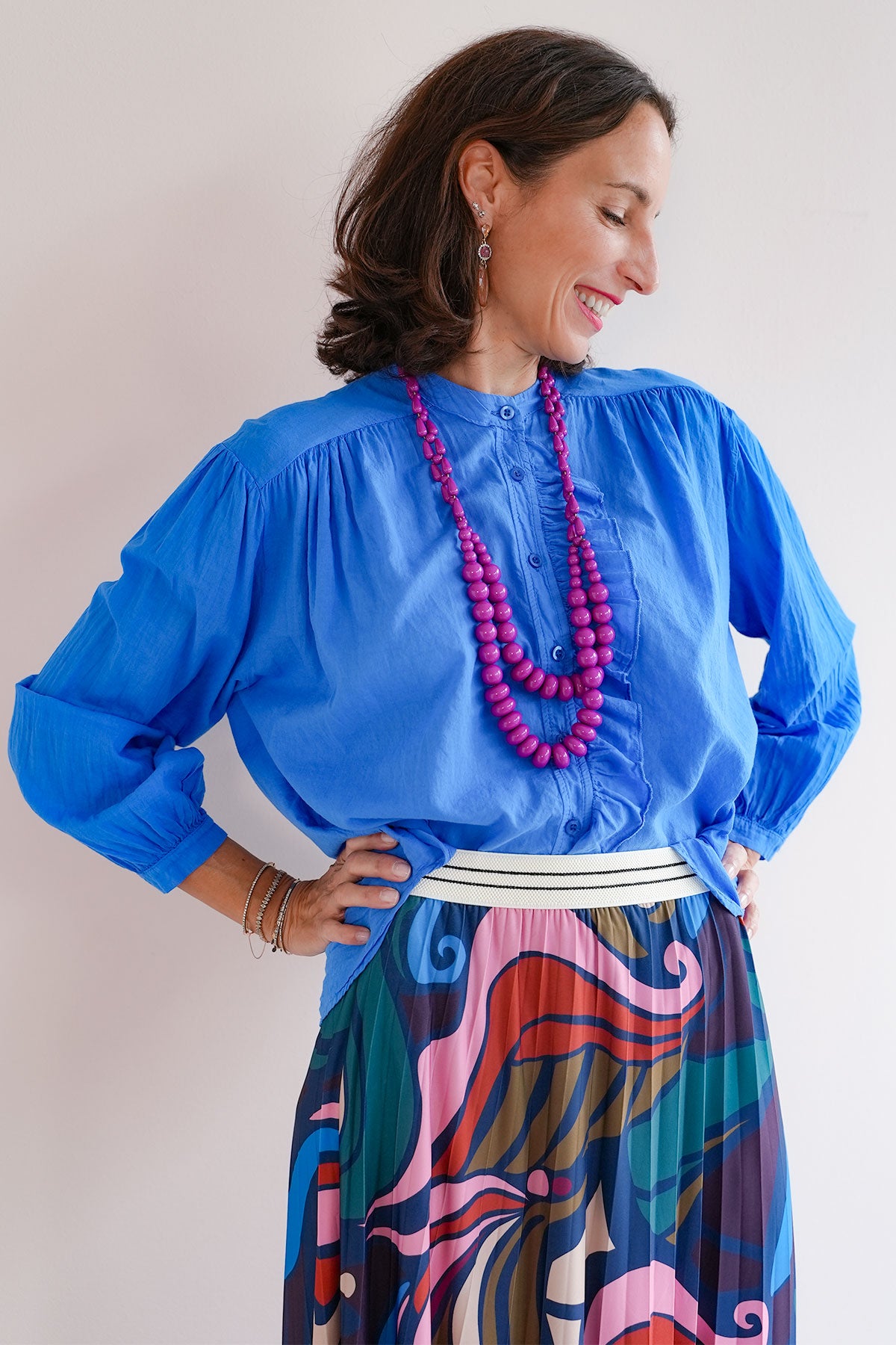 Bluse mit Rüsche aus Voile