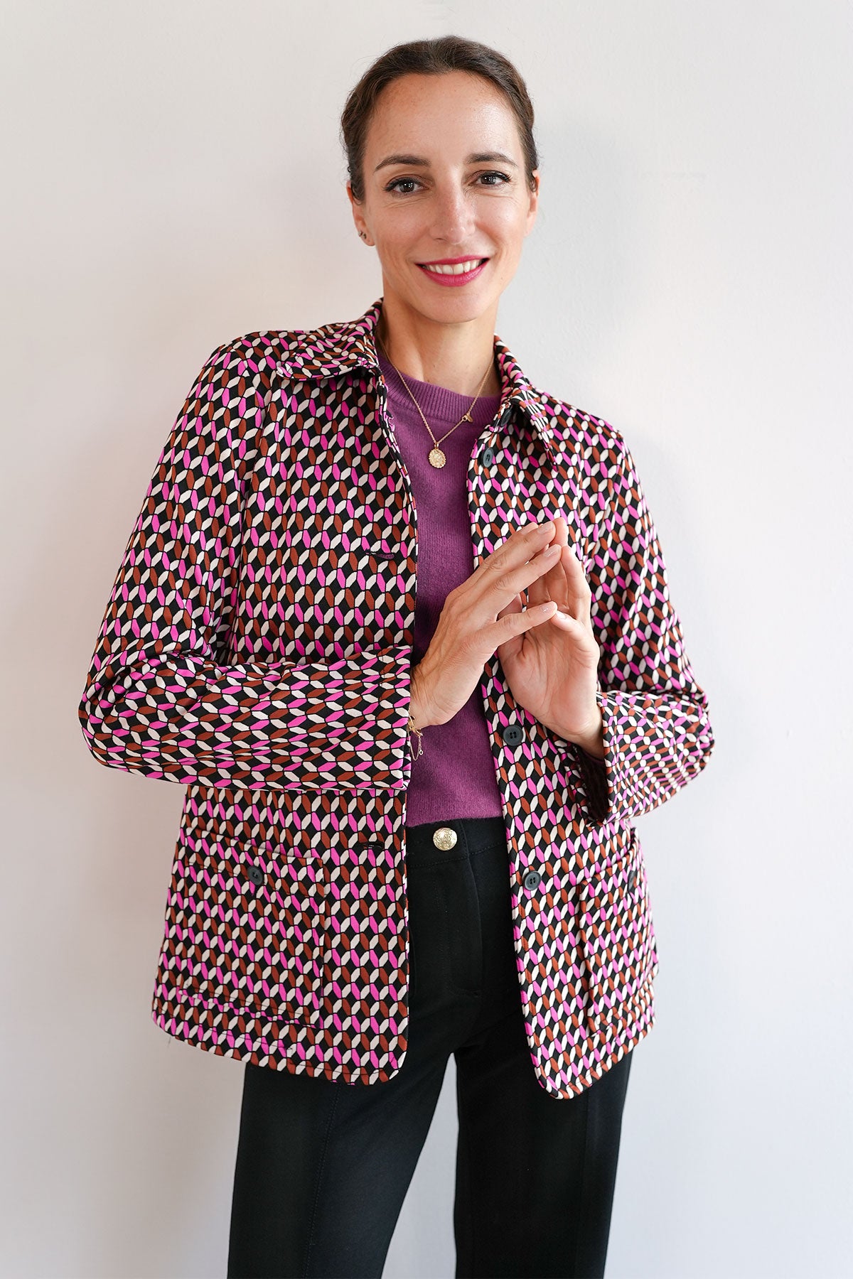 Jacquard Blazer im 70s Stil