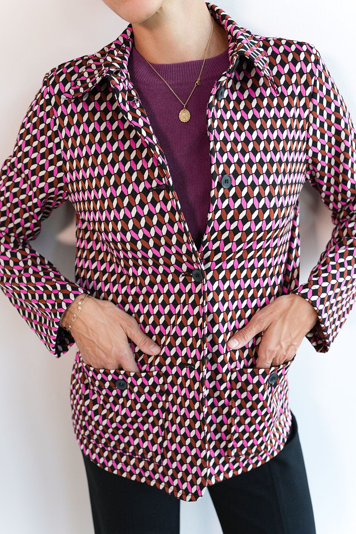 Jacquard Blazer im 70s Stil