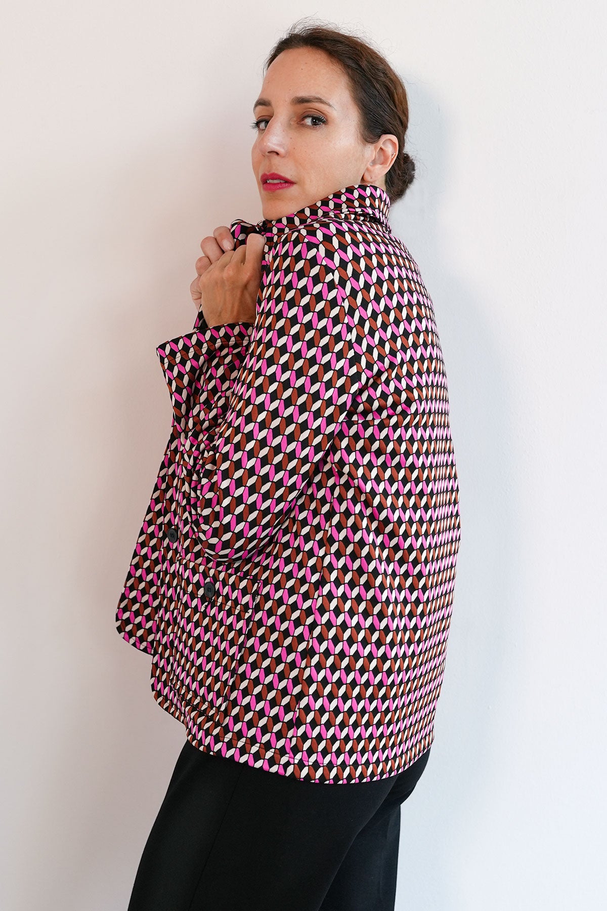 Jacquard Blazer im 70s Stil