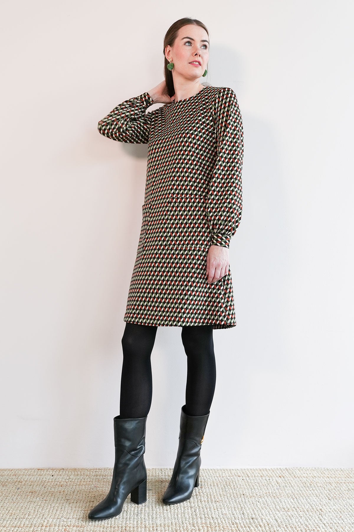 70s Jacquard Minikleid