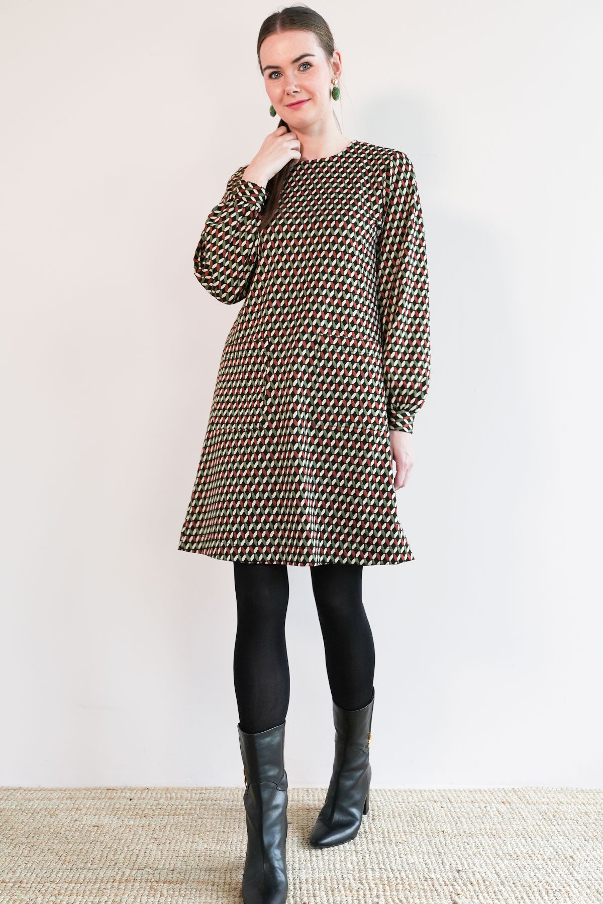 70s Jacquard Minikleid