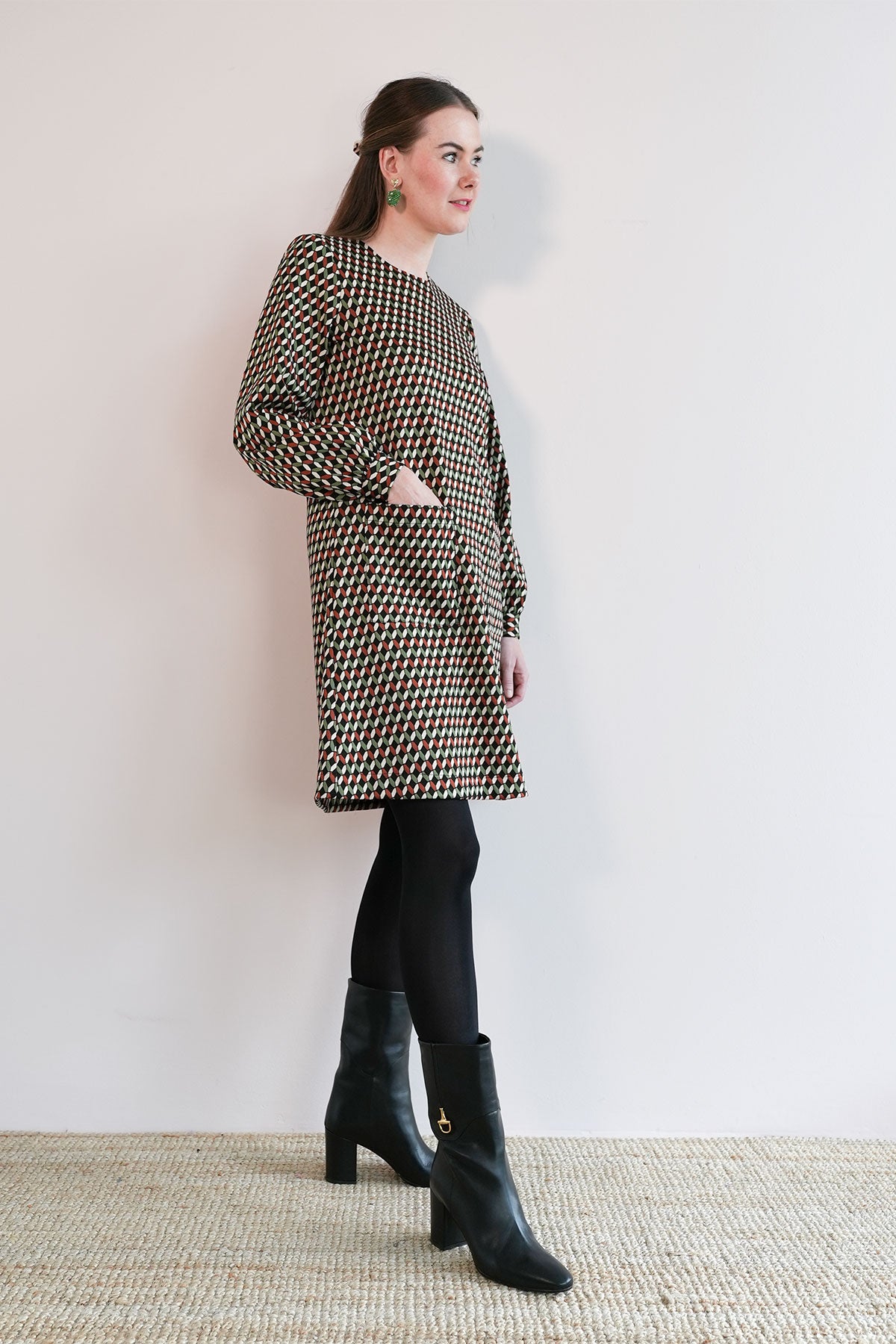 70s Jacquard Minikleid