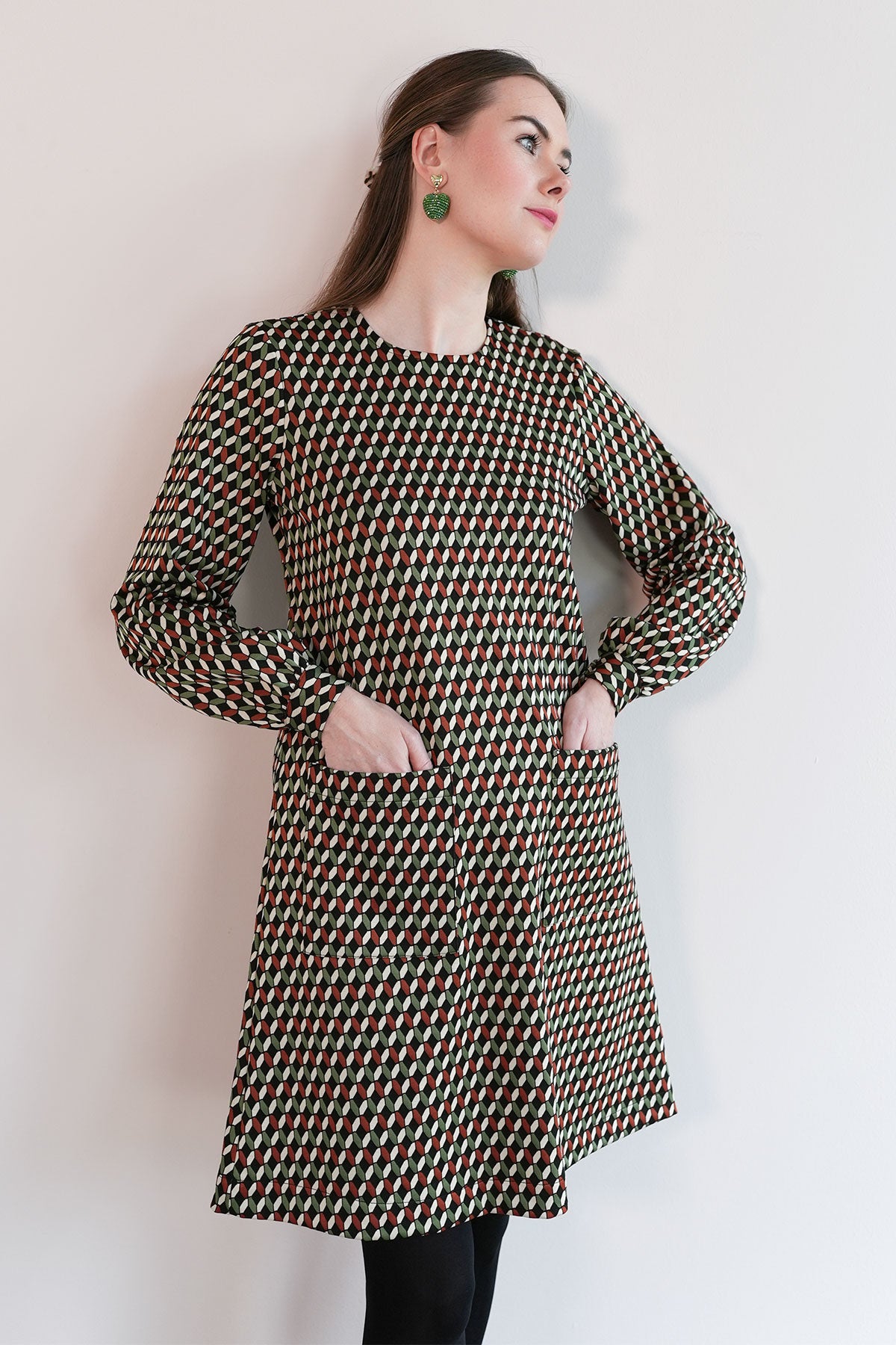 70s Jacquard Minikleid