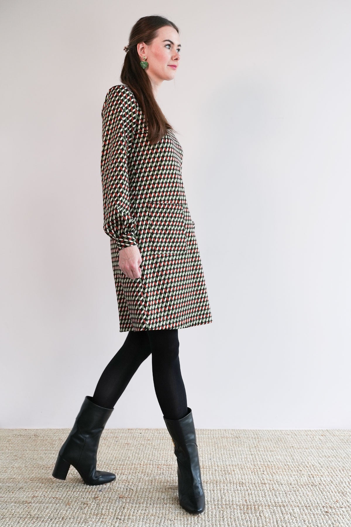 70s Jacquard Minikleid