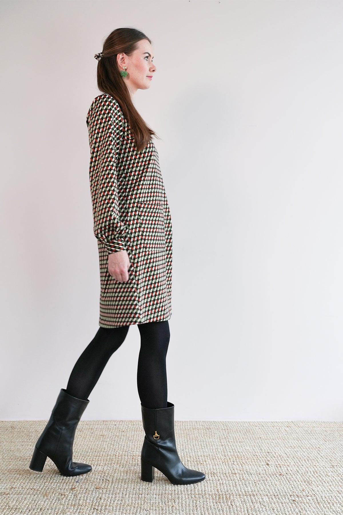 70s Jacquard Minikleid