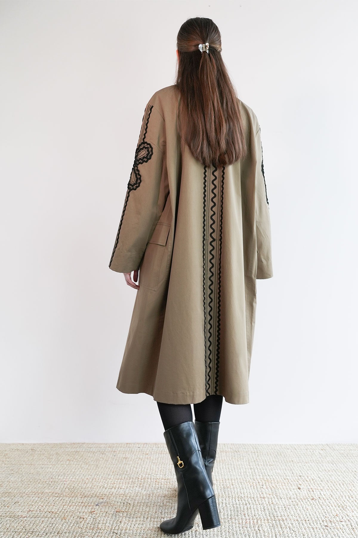 Bestickter Oversize Baumwollmantel