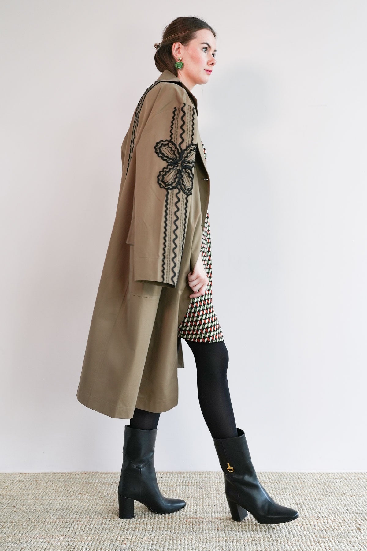 Bestickter Oversize Baumwollmantel