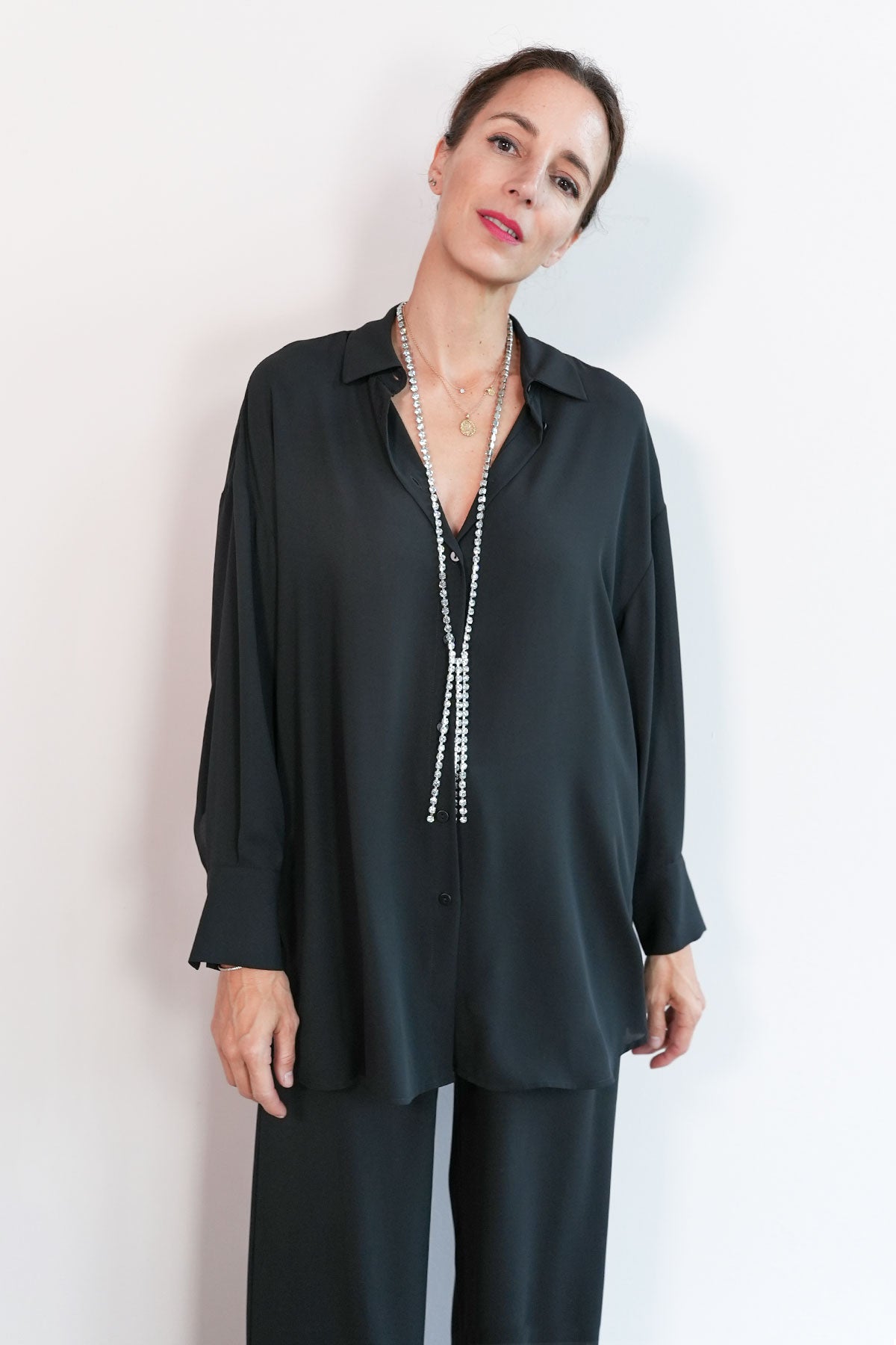 Longbluse aus Viskose Crepe