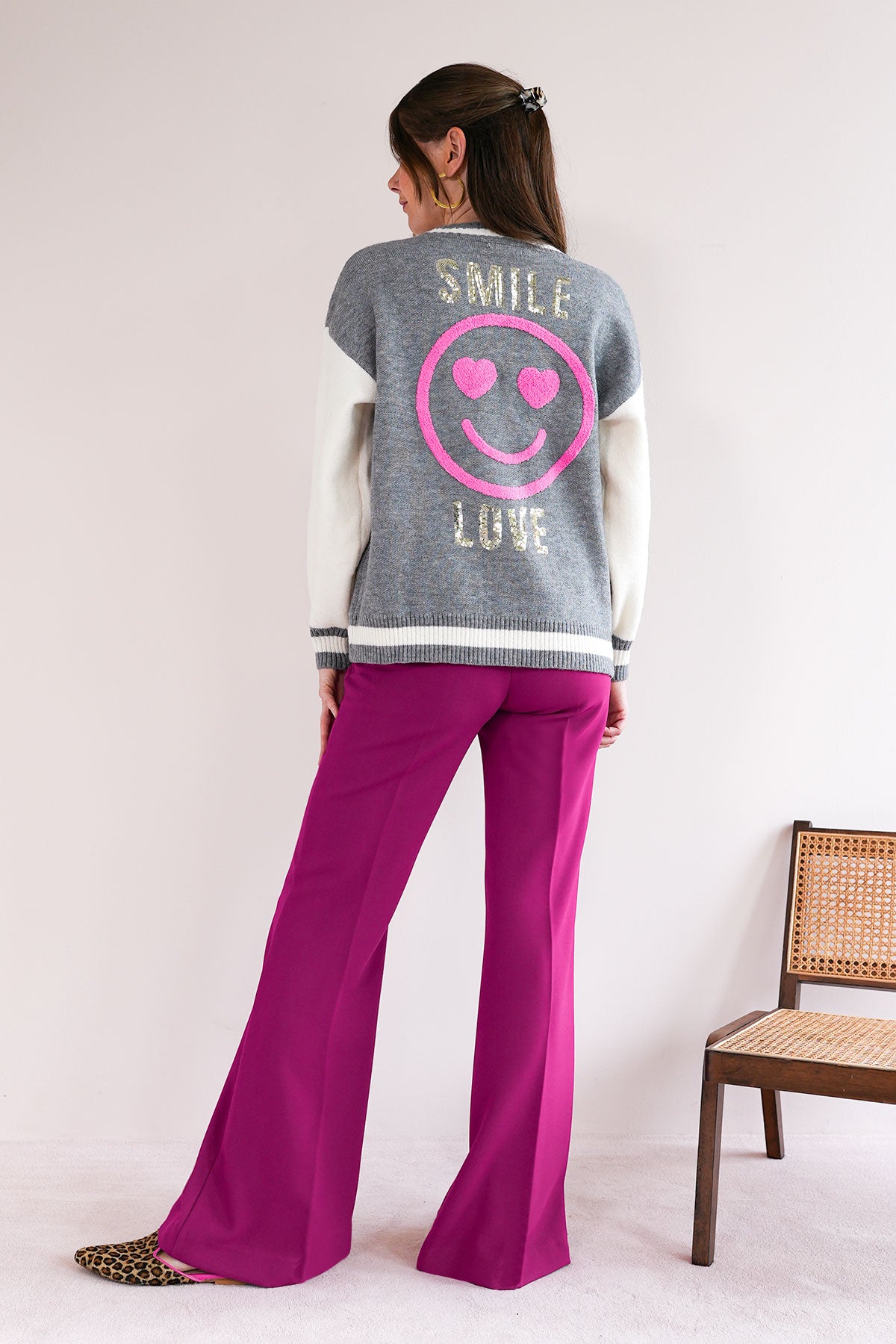 Kuscheliger Cardigan mit XL Smiley
