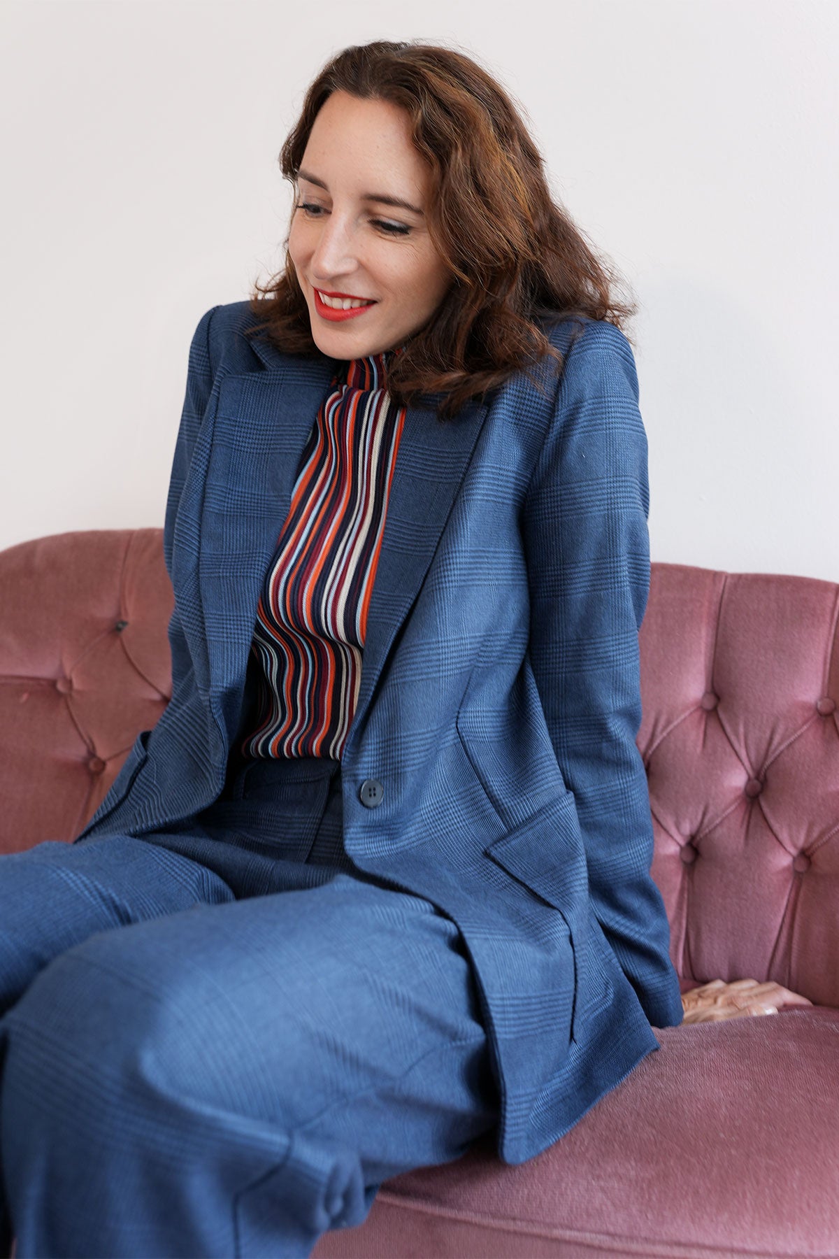 Glencheck Blazer aus Flanellstretch