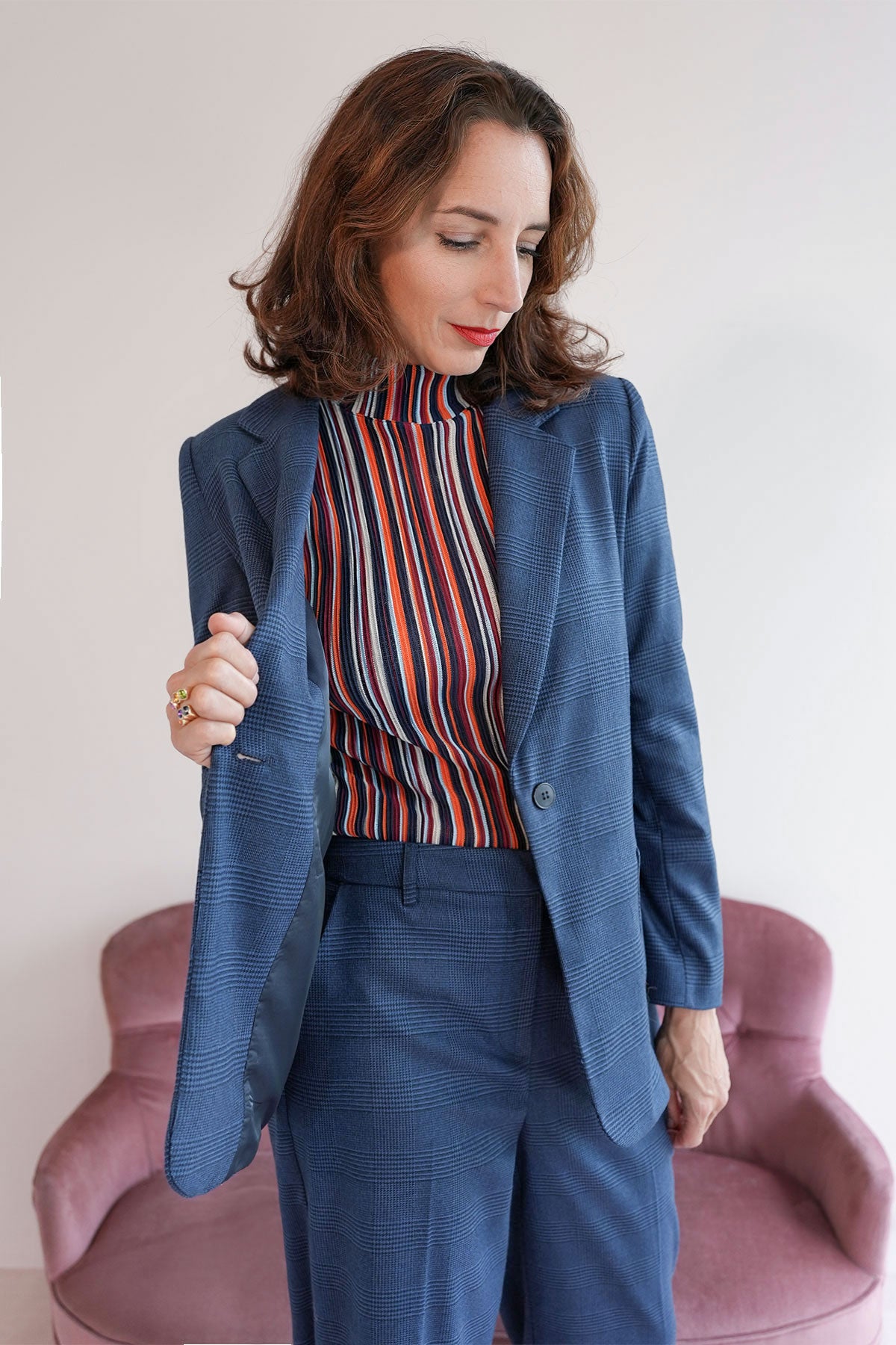 Glencheck Blazer aus Flanellstretch