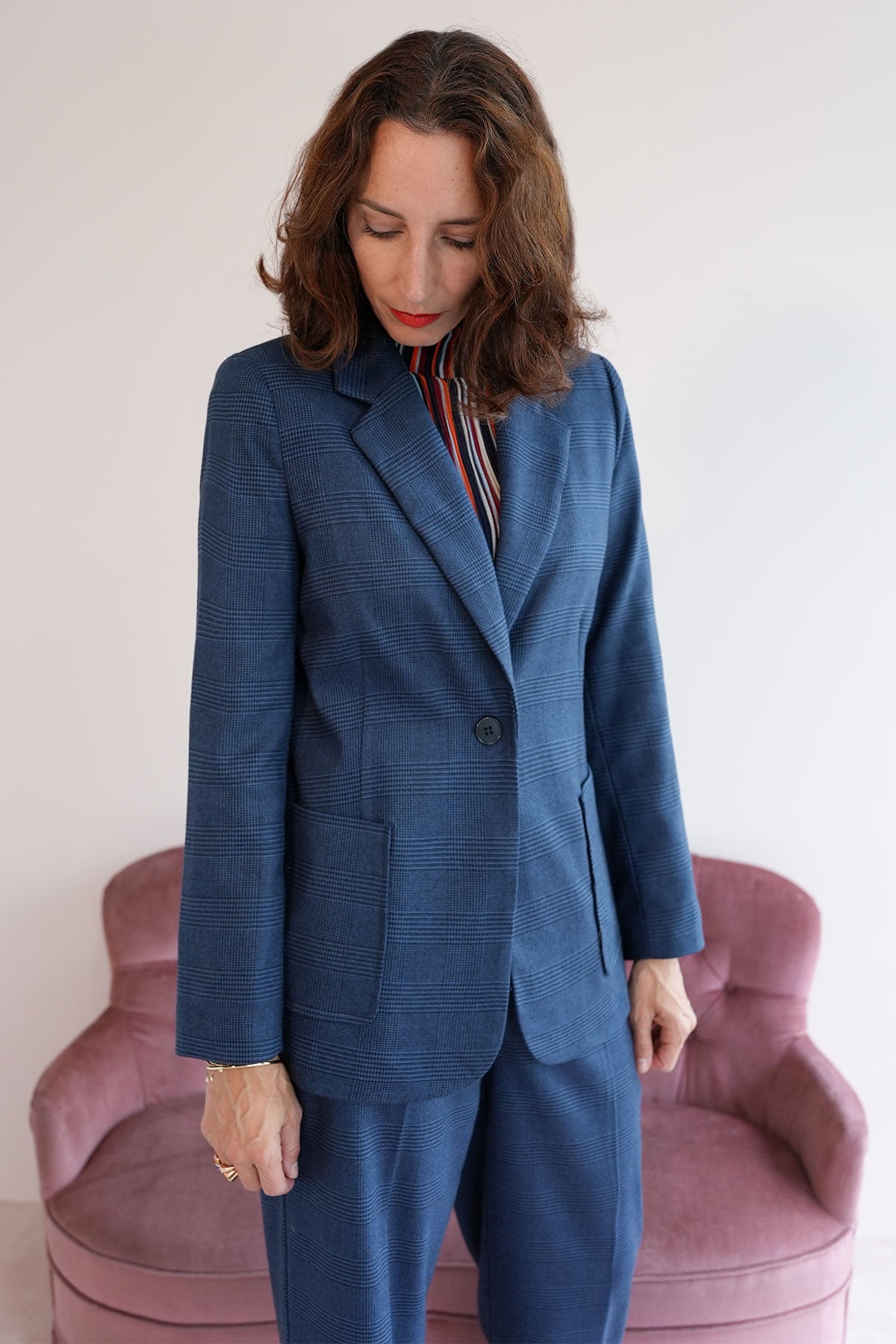 Glencheck Blazer aus Flanellstretch