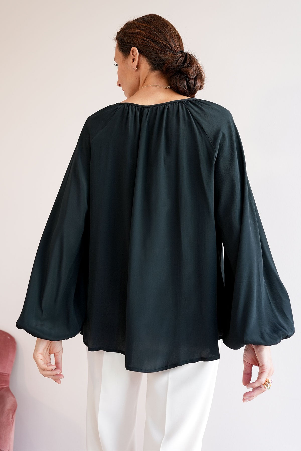 Edle Ballonarm-Bluse aus Seidenmix