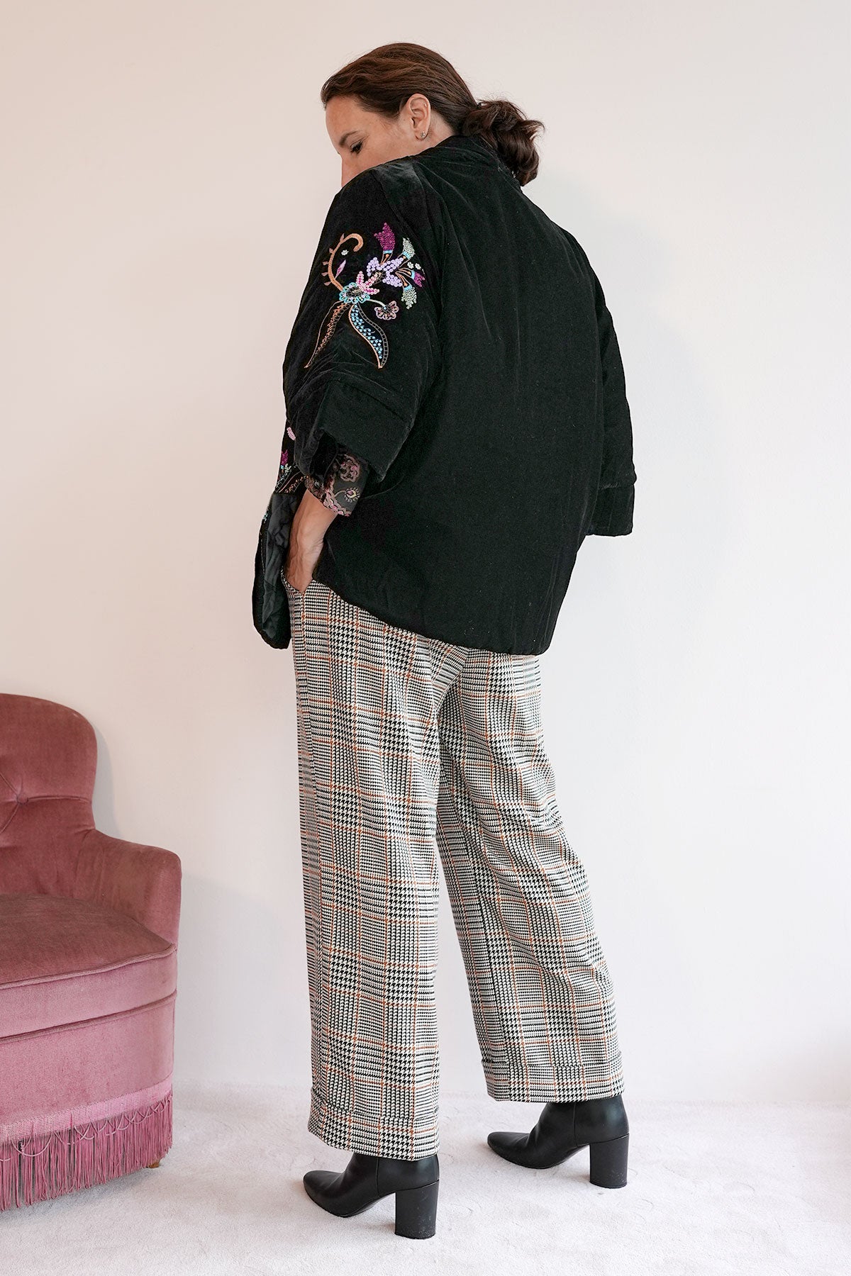 Boho Samtjacke im Kimono Stil