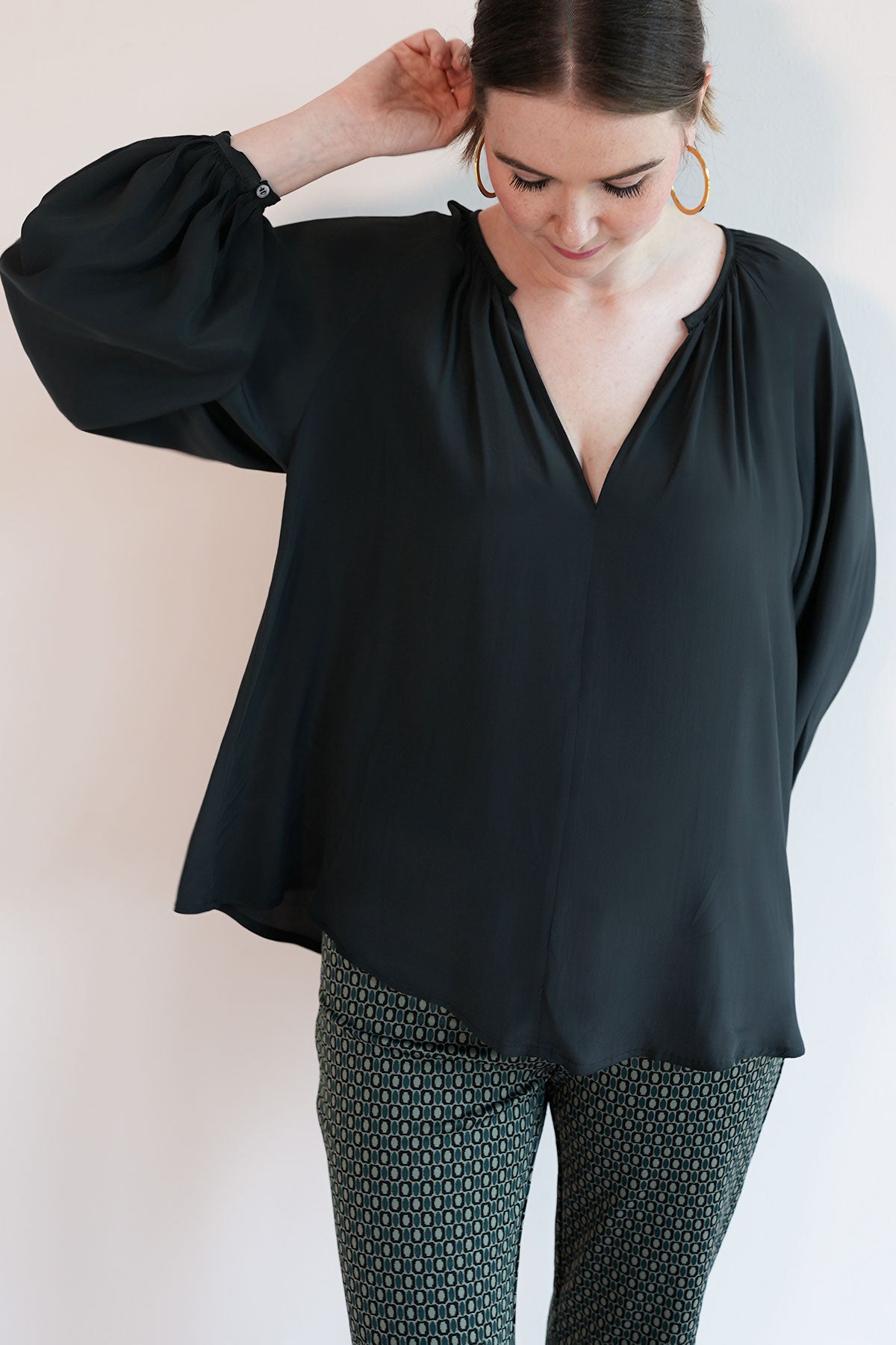 Edle Ballonarm-Bluse aus Seidenmix