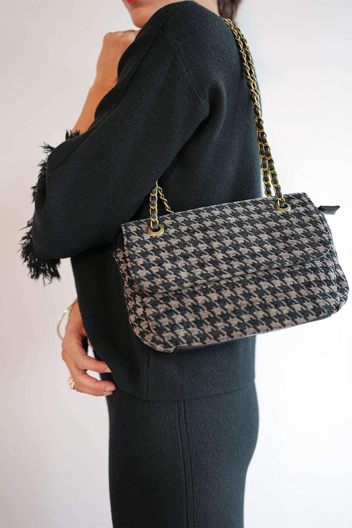 Crossbody Schultertasche Hahnentritt