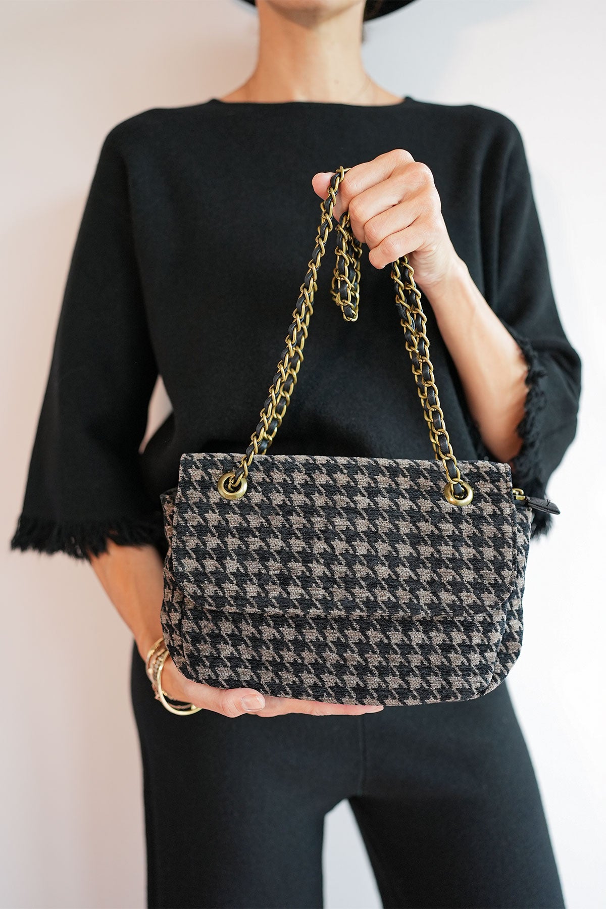 Crossbody Schultertasche Hahnentritt