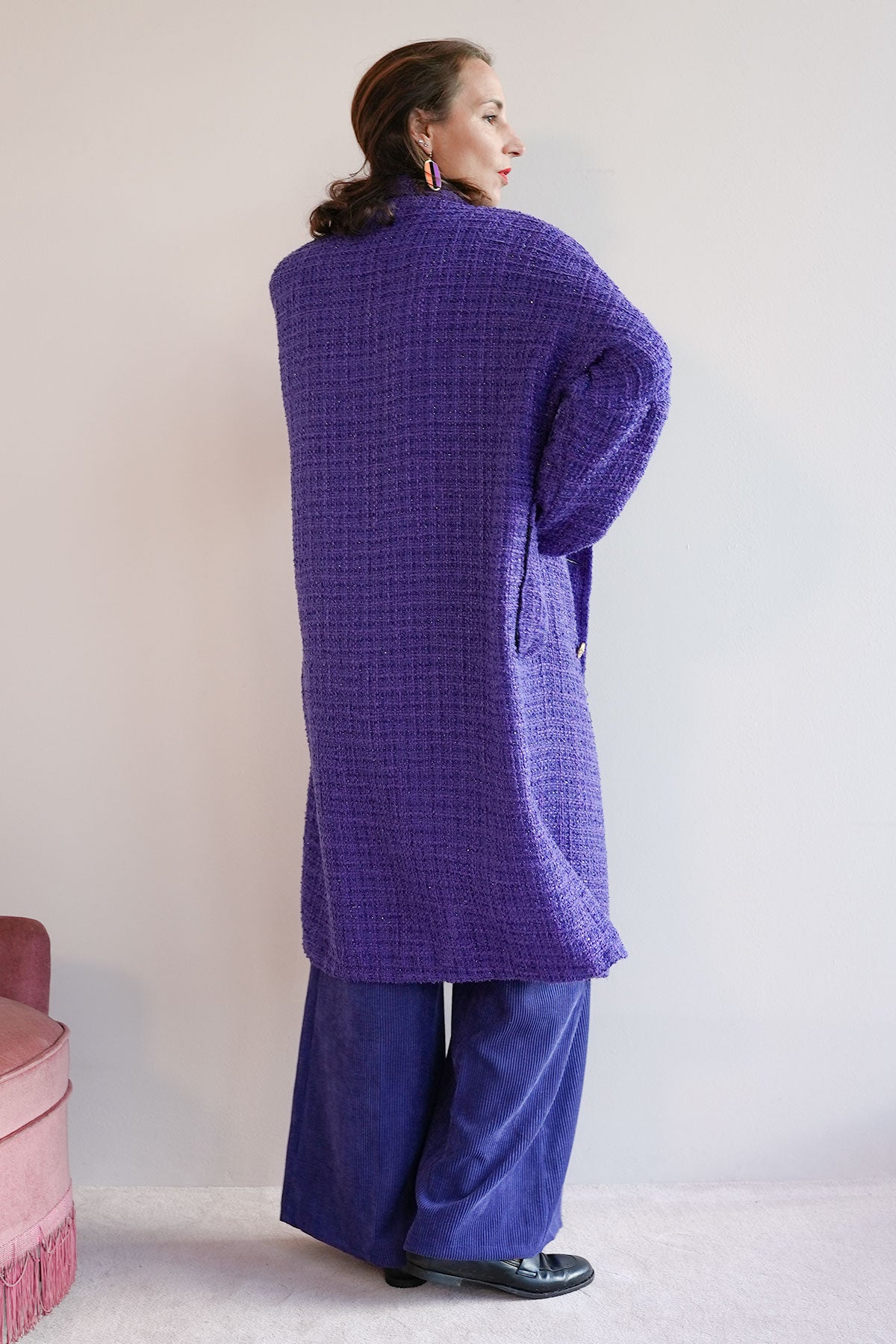 Mantel aus Lurex Bouclé Lila