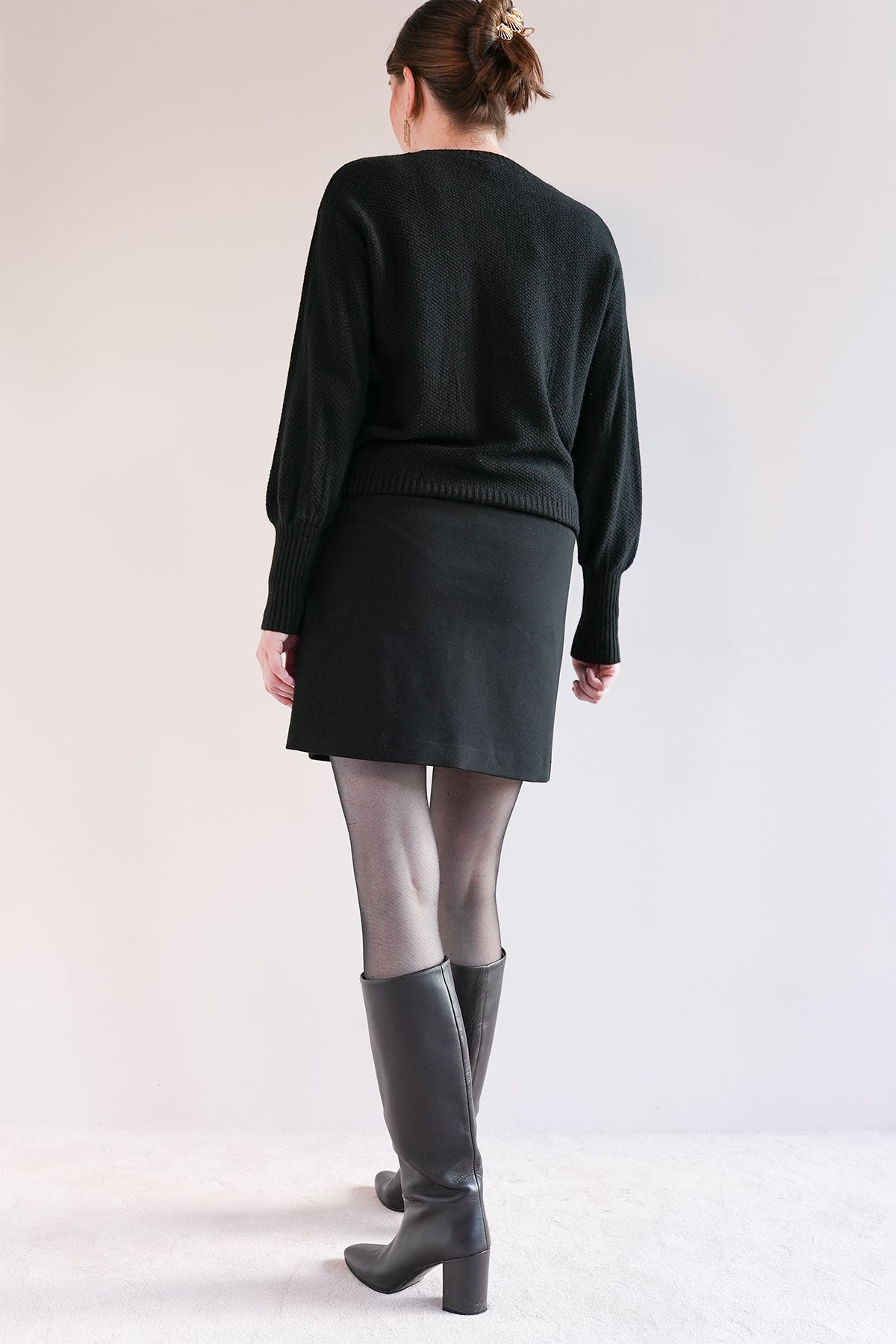 Pullover mit Ballonarm aus veganem Strick