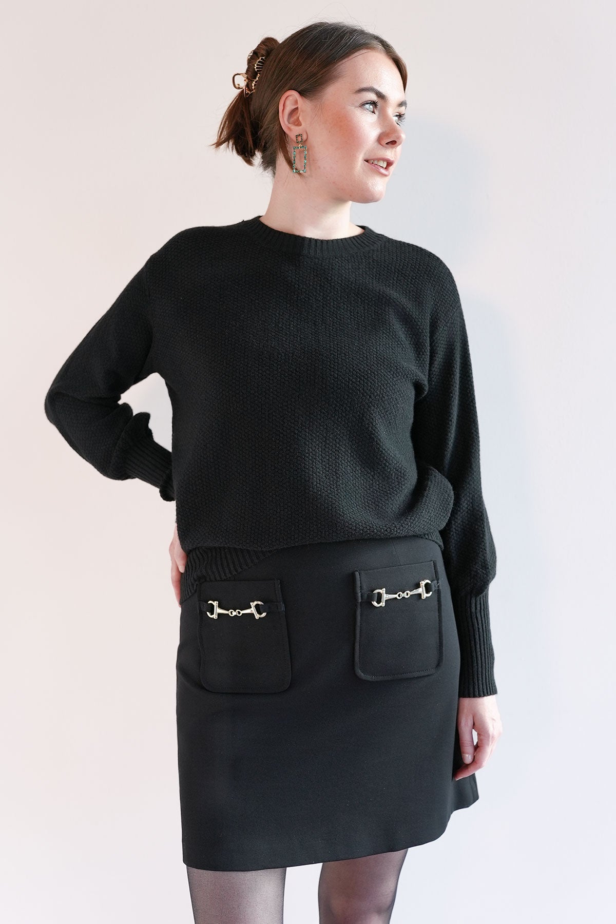 Pullover mit Ballonarm aus veganem Strick