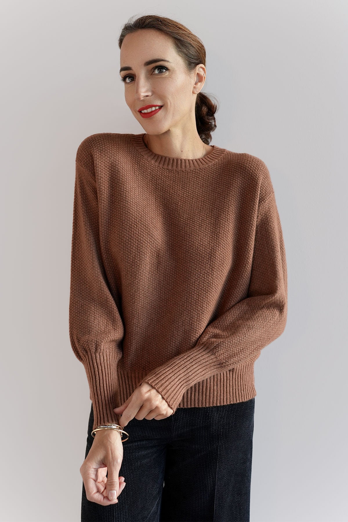 Pullover mit Ballonarm aus veganem Strick