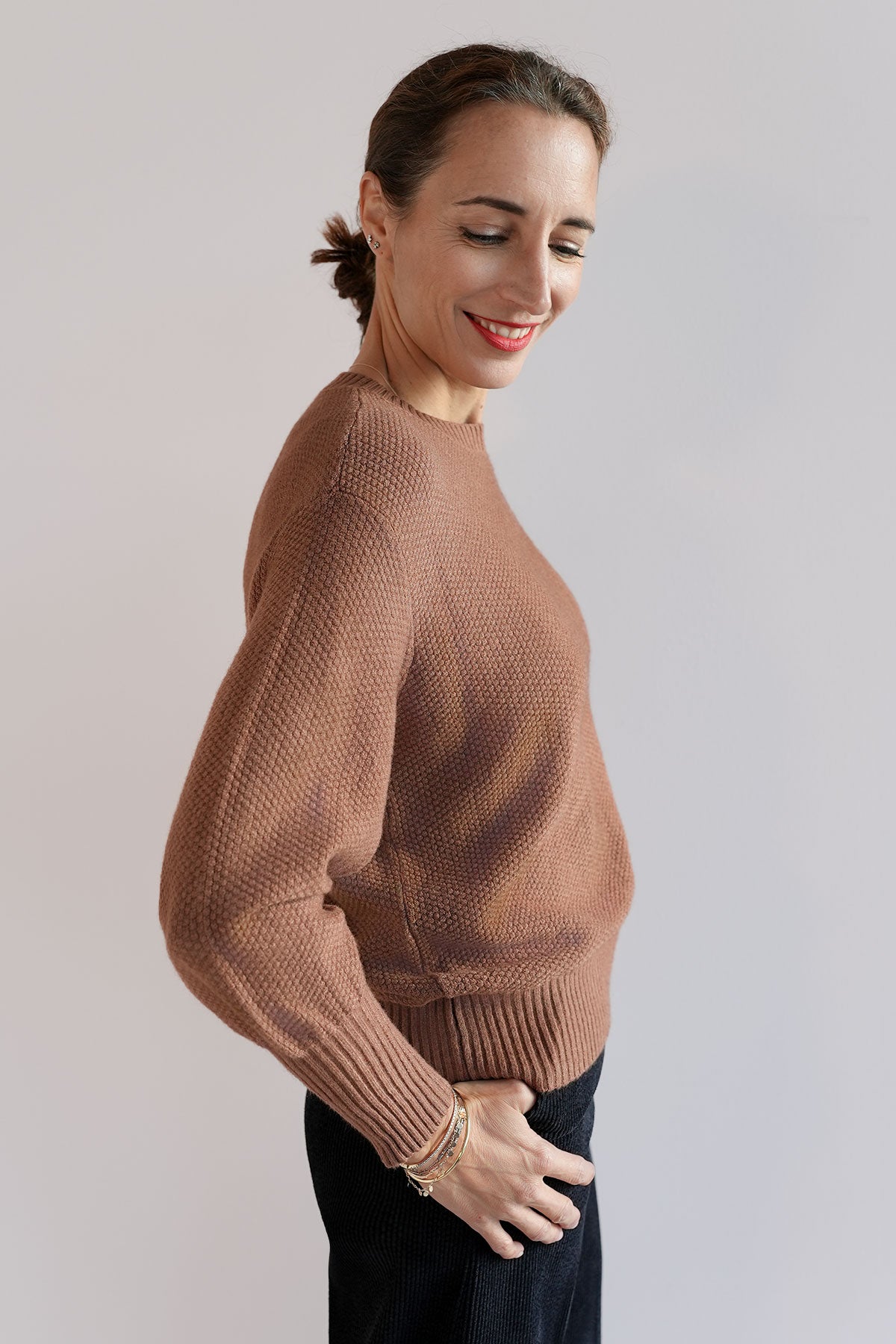 Pullover mit Ballonarm aus veganem Strick