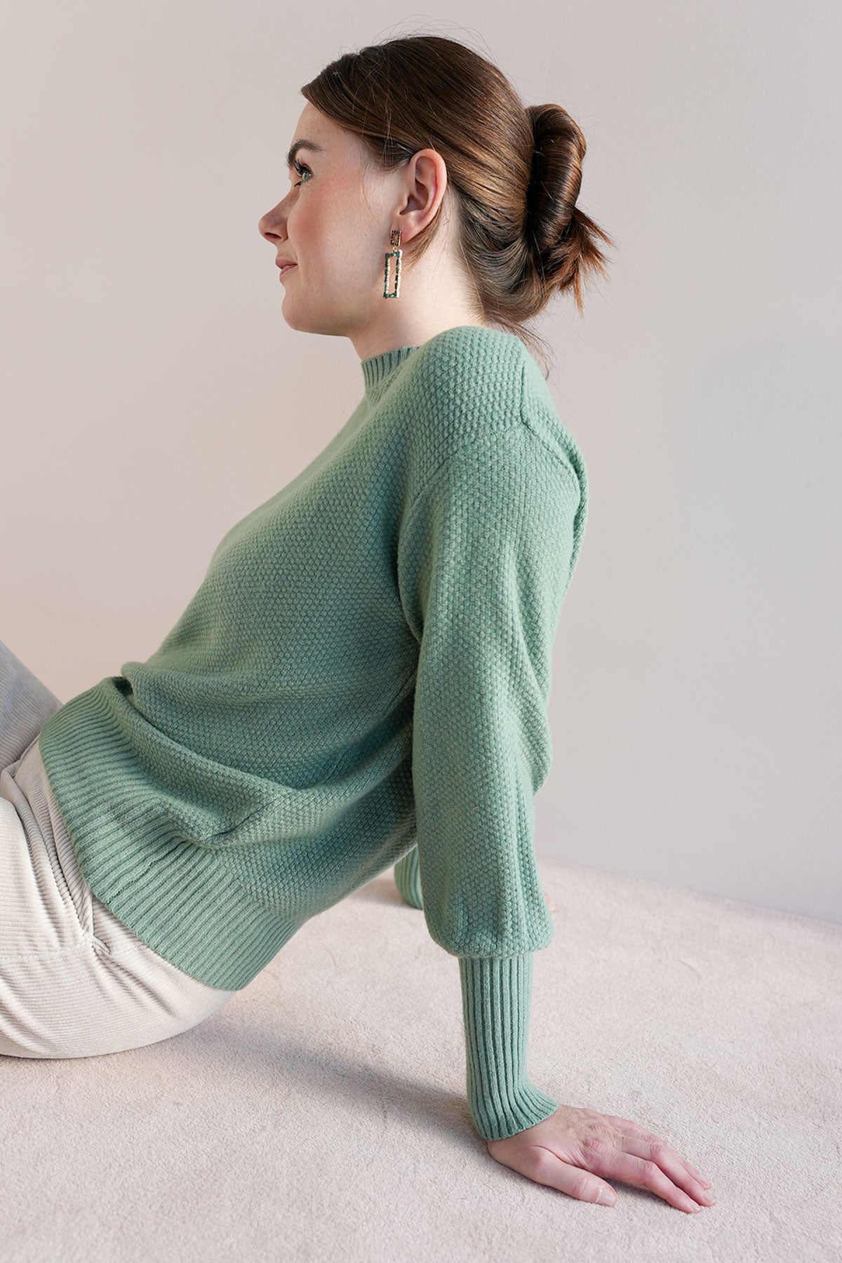 Pullover mit Ballonarm aus veganem Strick