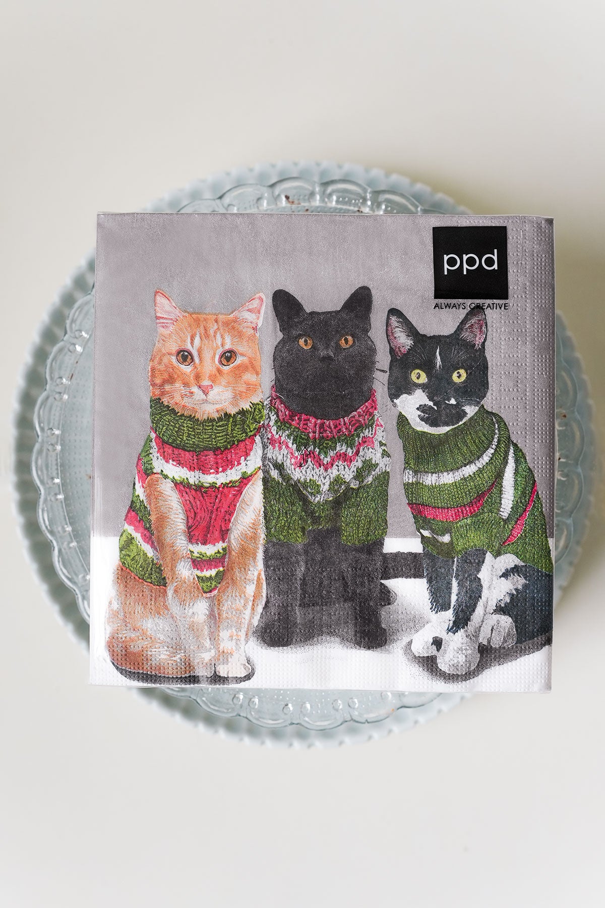 Weihnachtsservietten Xmas Katzen