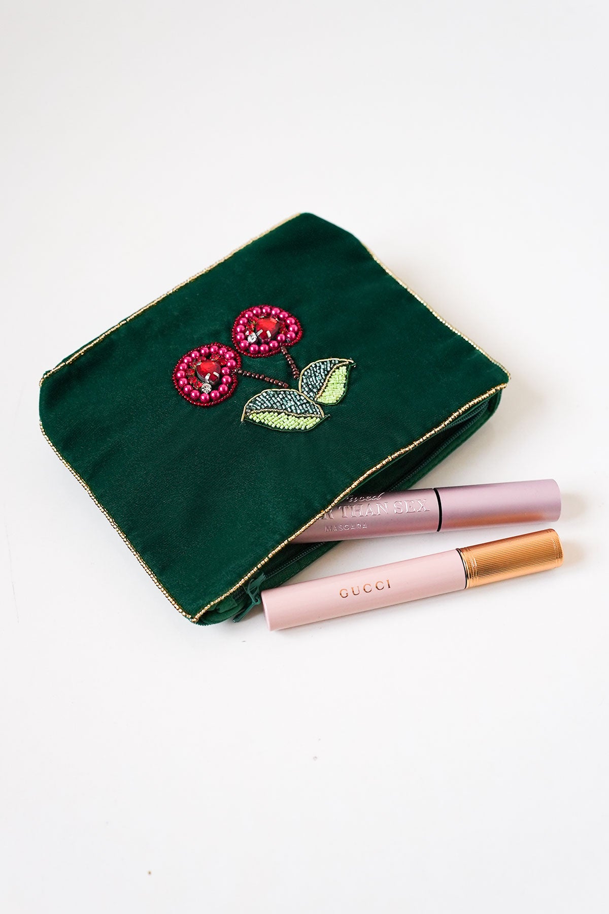 Kosmetiktasche Samt Mini Cherry
