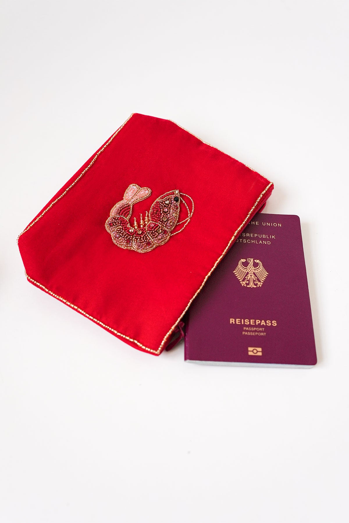 Kosmetiktasche Samt Mini Shrimp