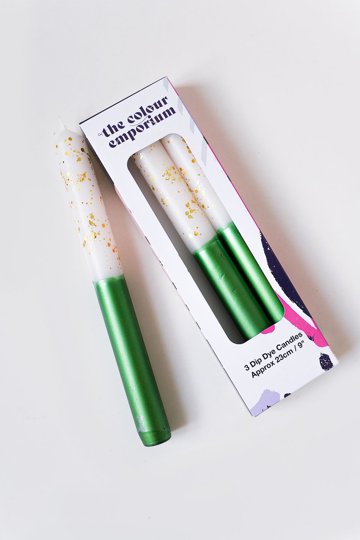 Dip Dye Kerzen Grün Glitter