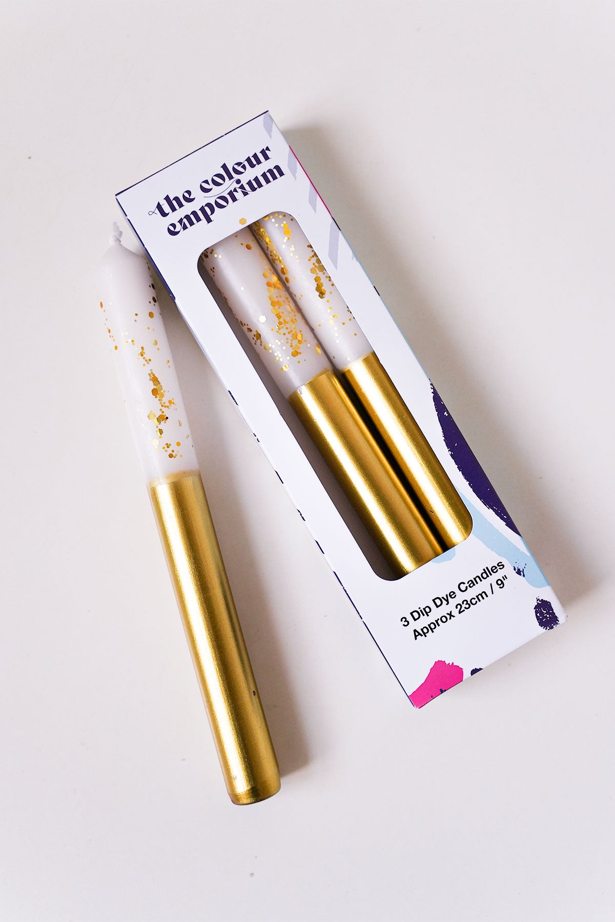 Dip Dye Kerzen Gold Glitter