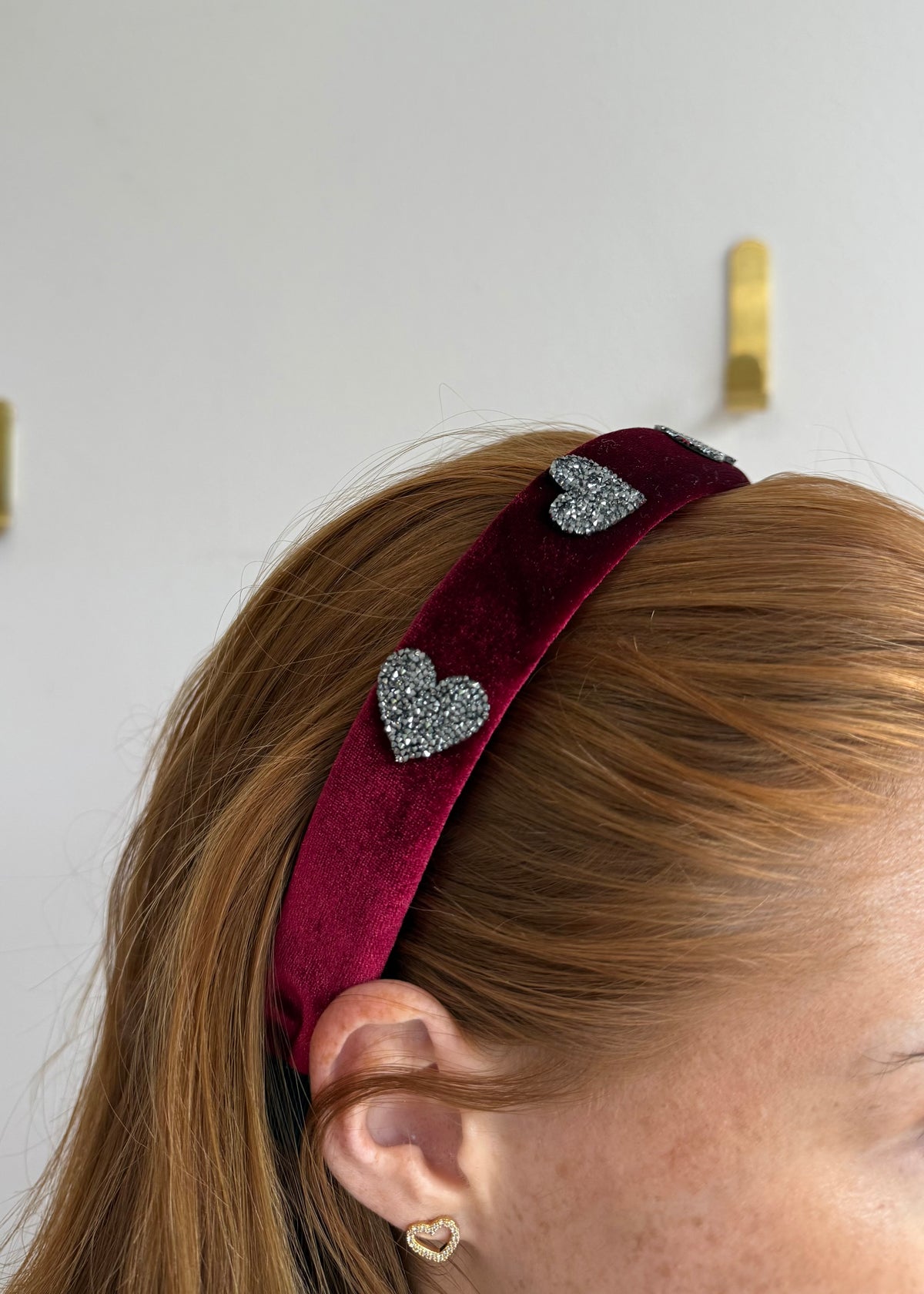 Haarreif mit Herzen &#39;Bordeaux&#39;