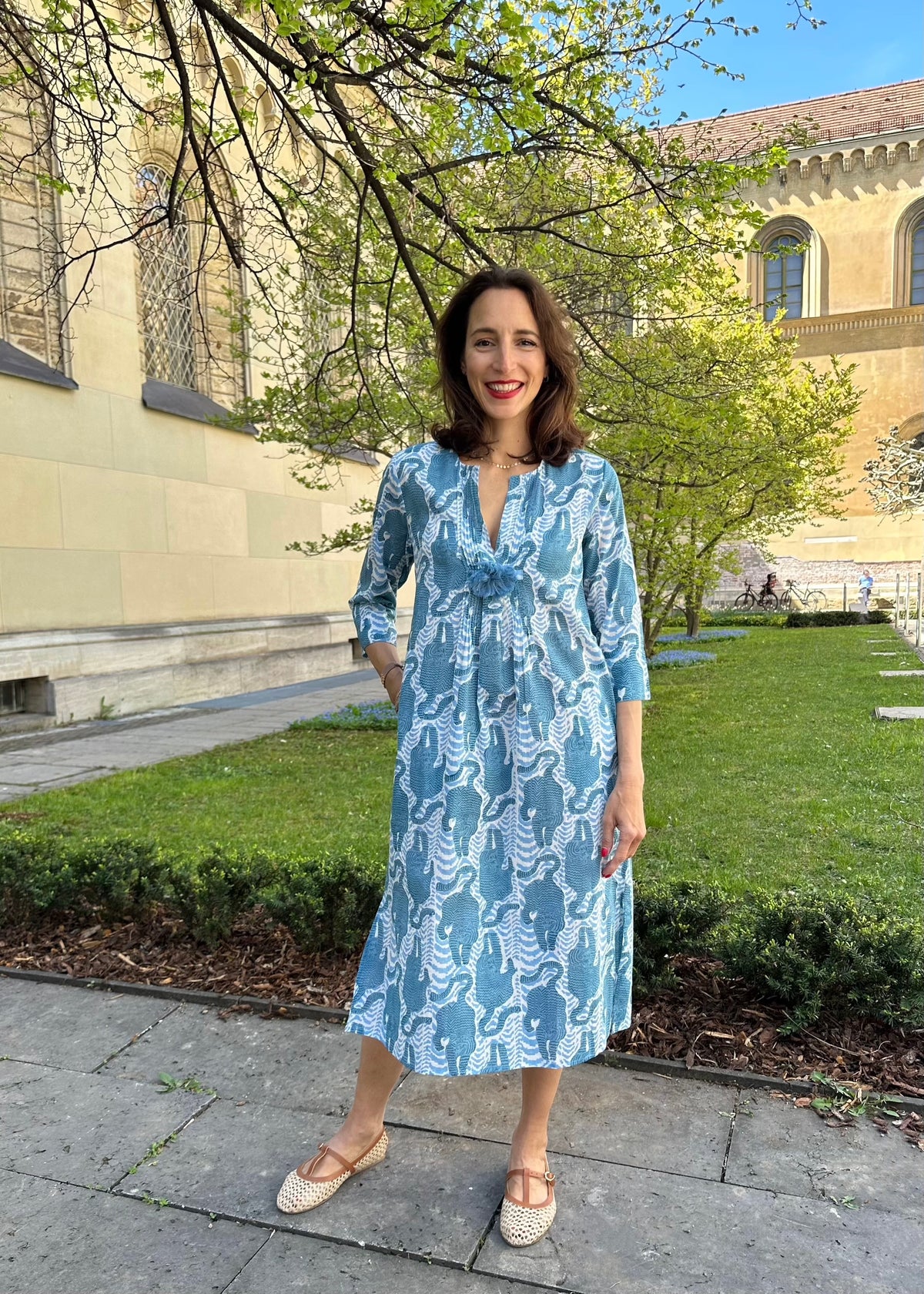 Boho-Kleid &#39;Tiger&#39; blau