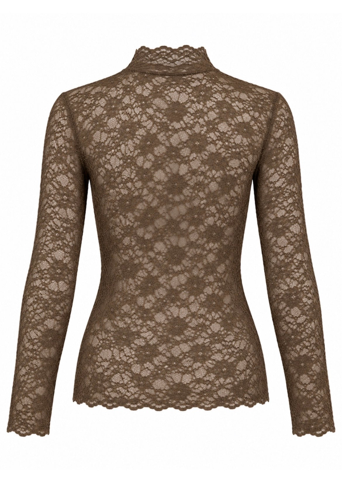 Rollkragenshirt aus Spitze 'Olive'
